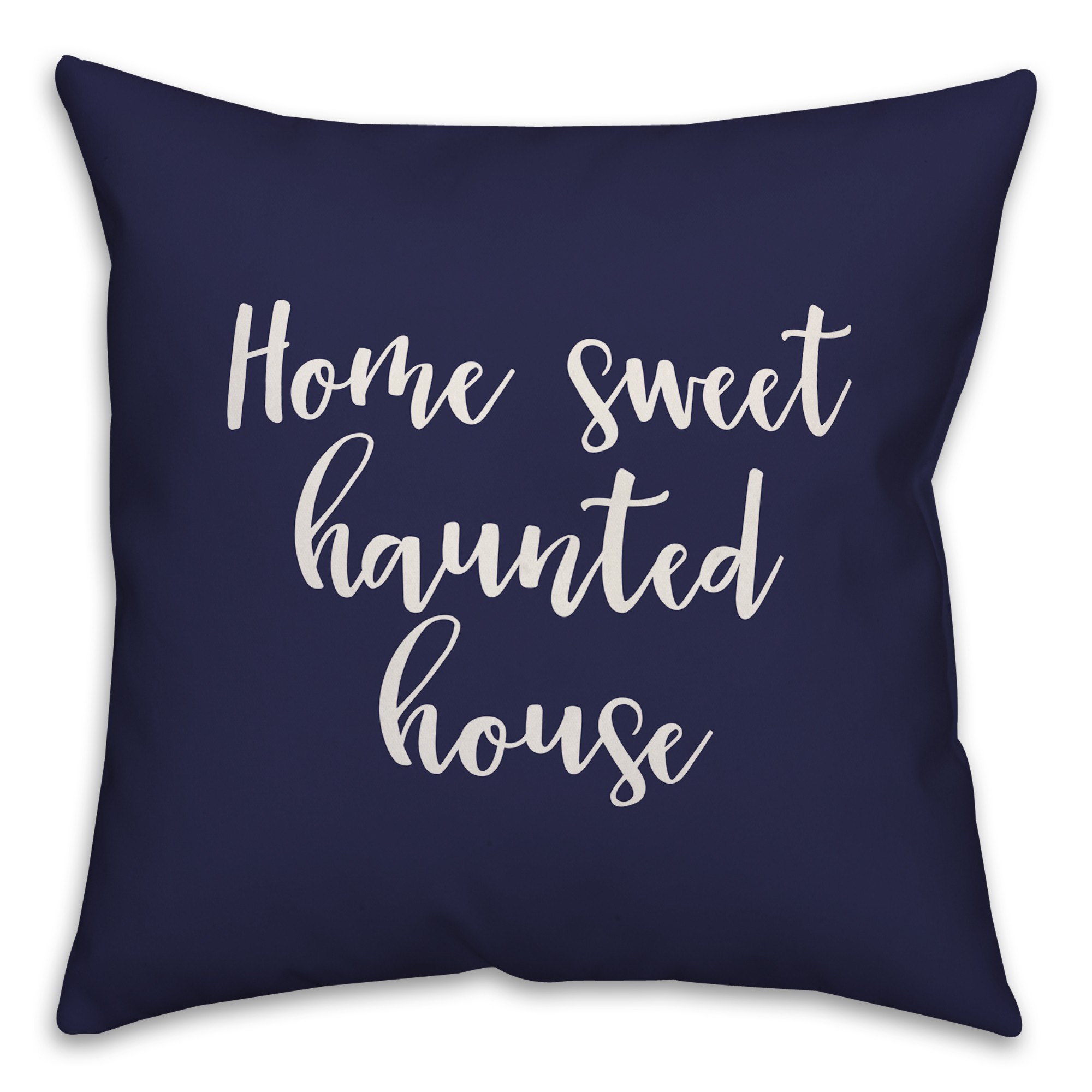 Home Sweet Haunted House in Navy 18x18 Spun Poly Pillow