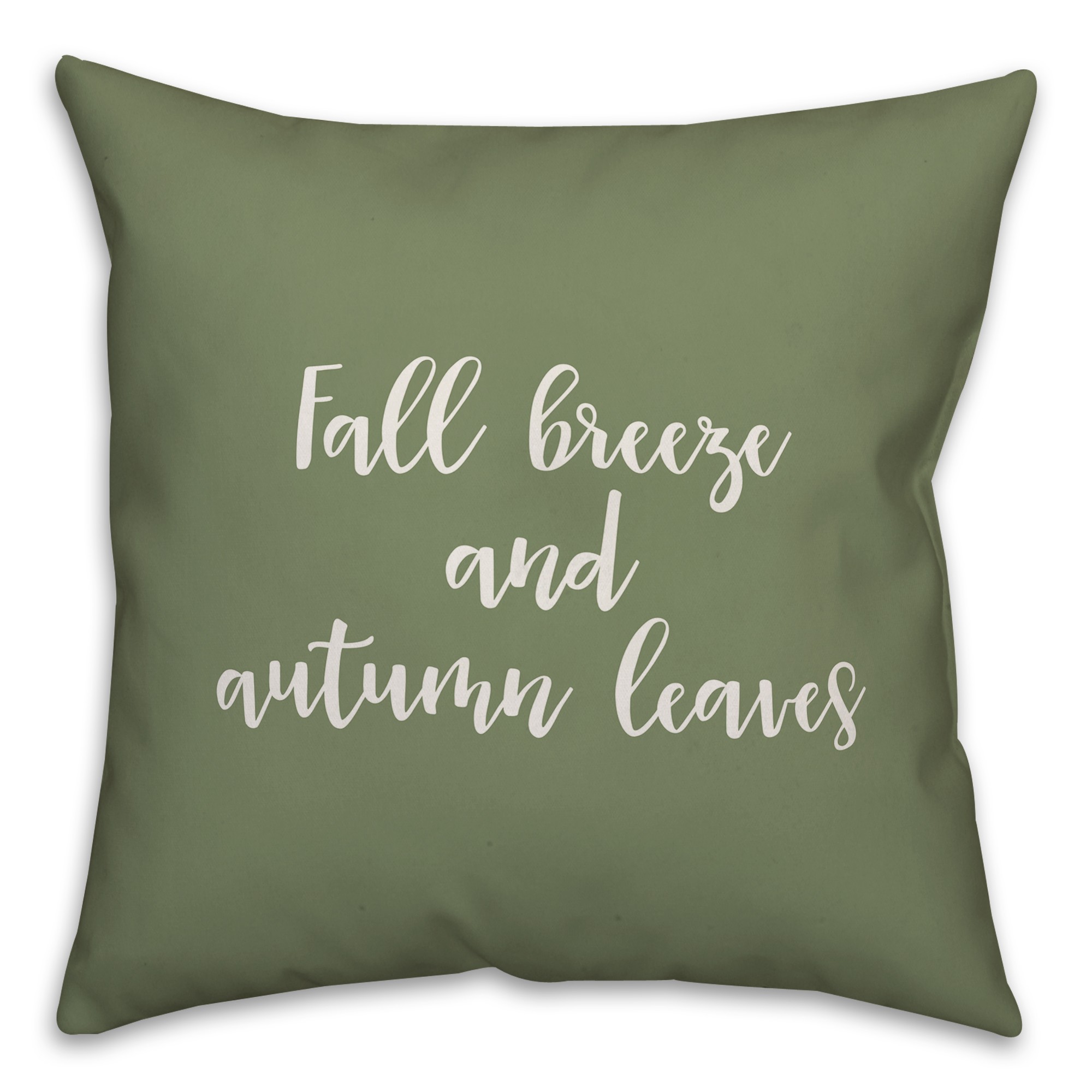 Fall Breeze And Autumn Leaves in Green 18x18 Spun Poly Pillow