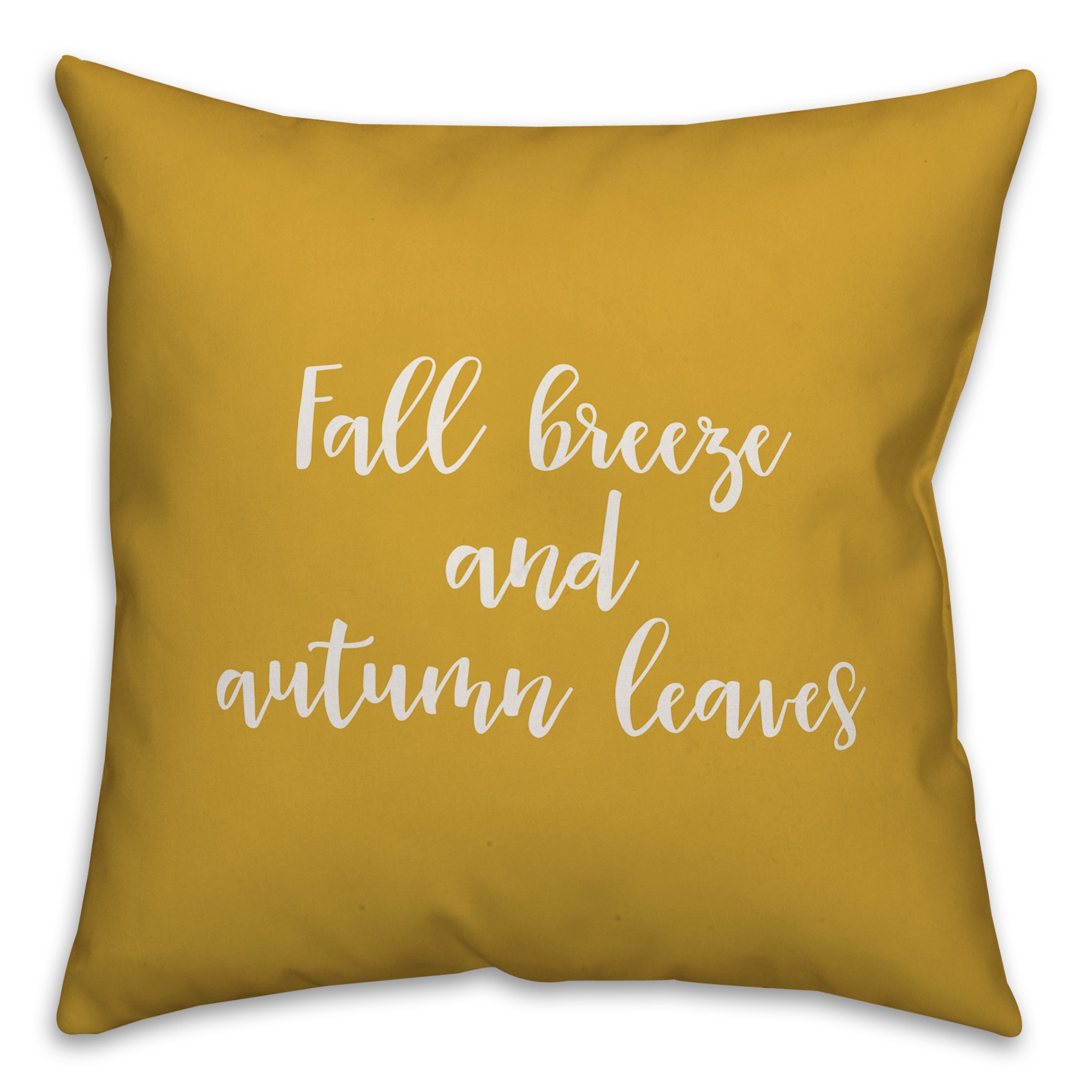 Fall Breeze And Autumn Leaves in Mustard 18x18 Spun Poly Pillow