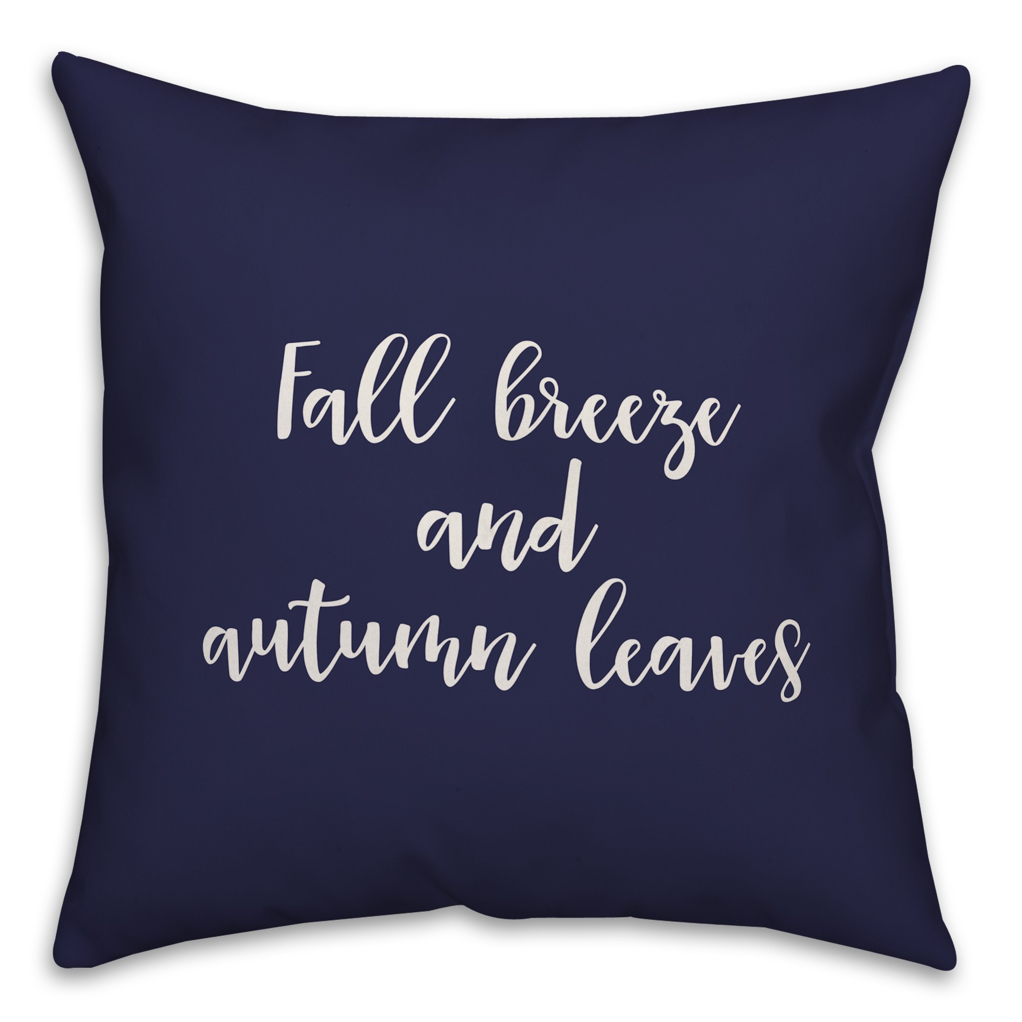 Fall Breeze And Autumn Leaves in Navy 18x18 Spun Poly Pillow