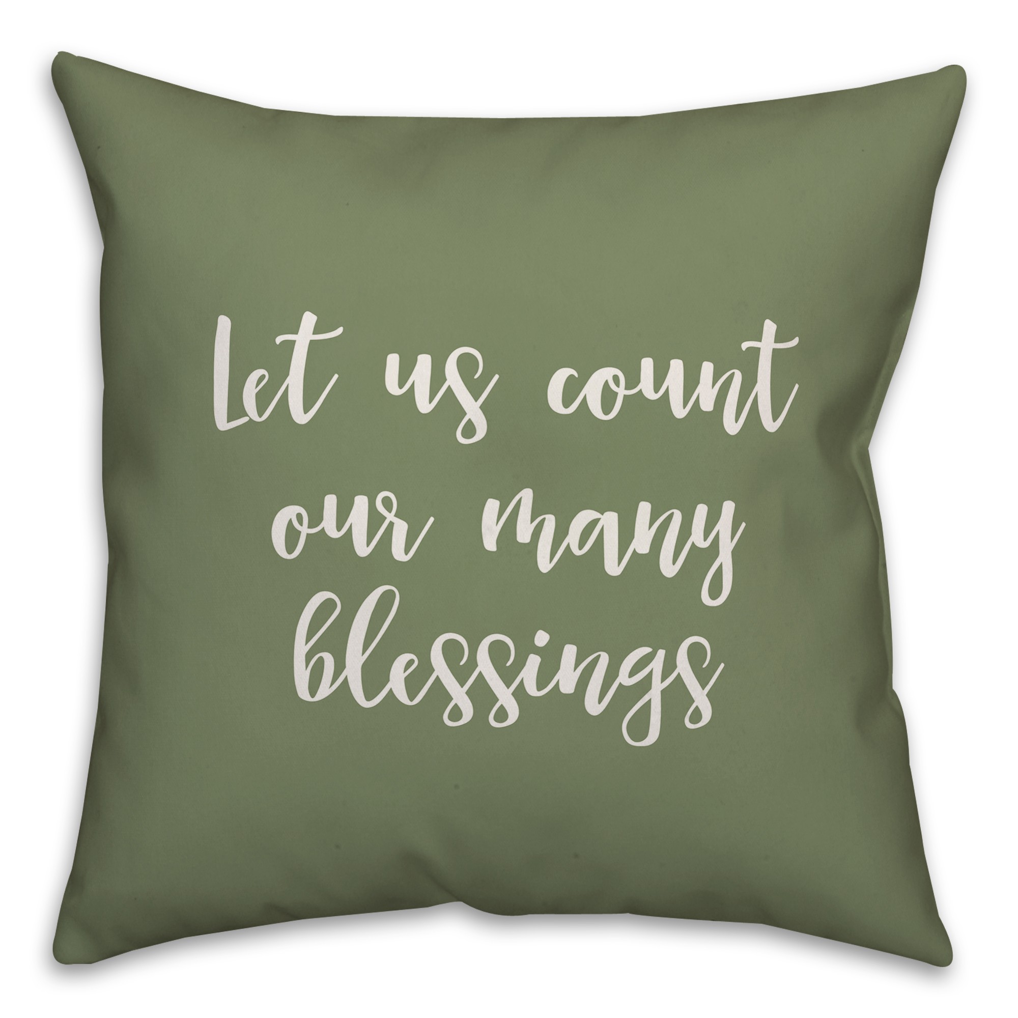 Let Us Count Our Many Blessings in Green 18x18 Spun Poly Pillow