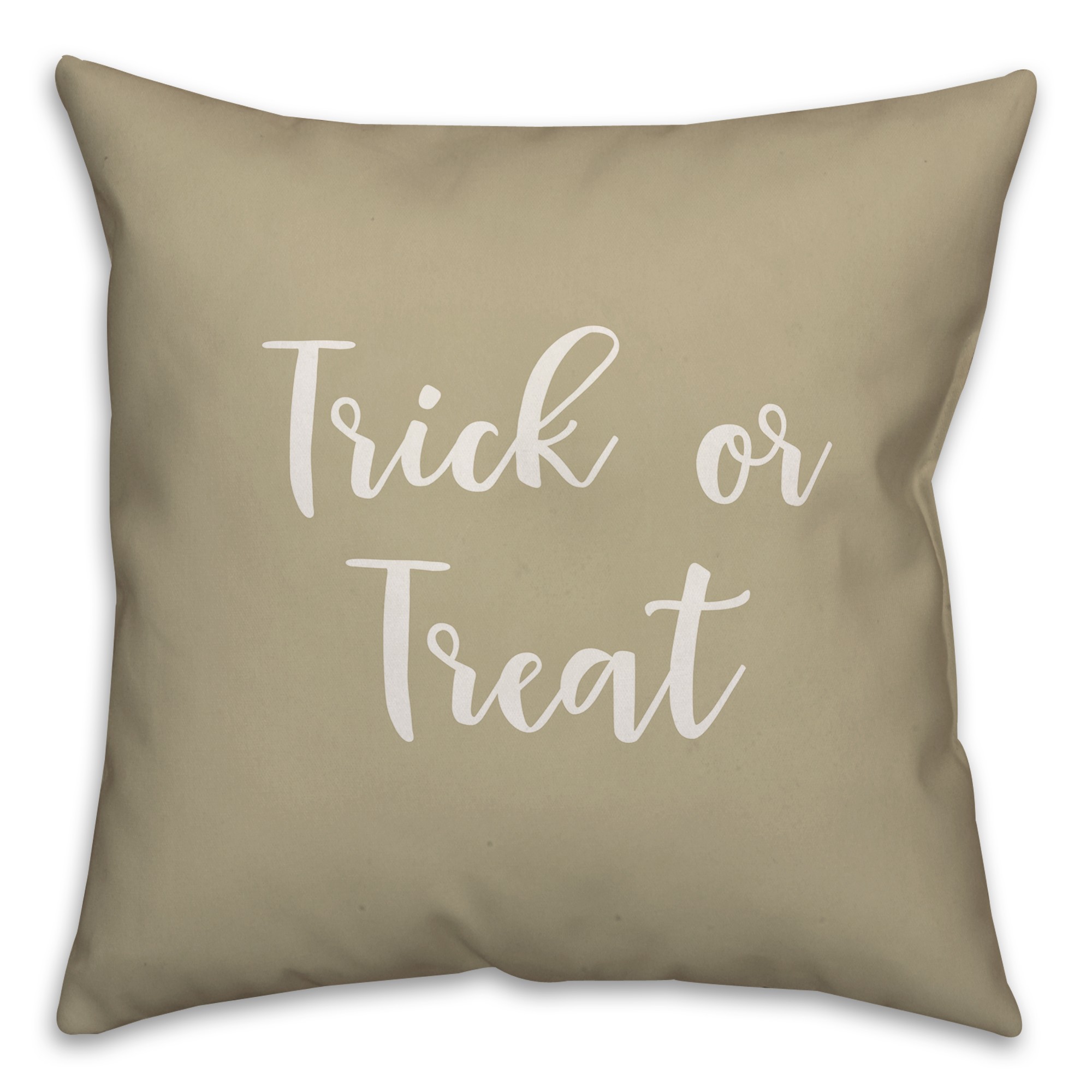 Trick Or Treat in Beige 18x18 Spun Poly Pillow