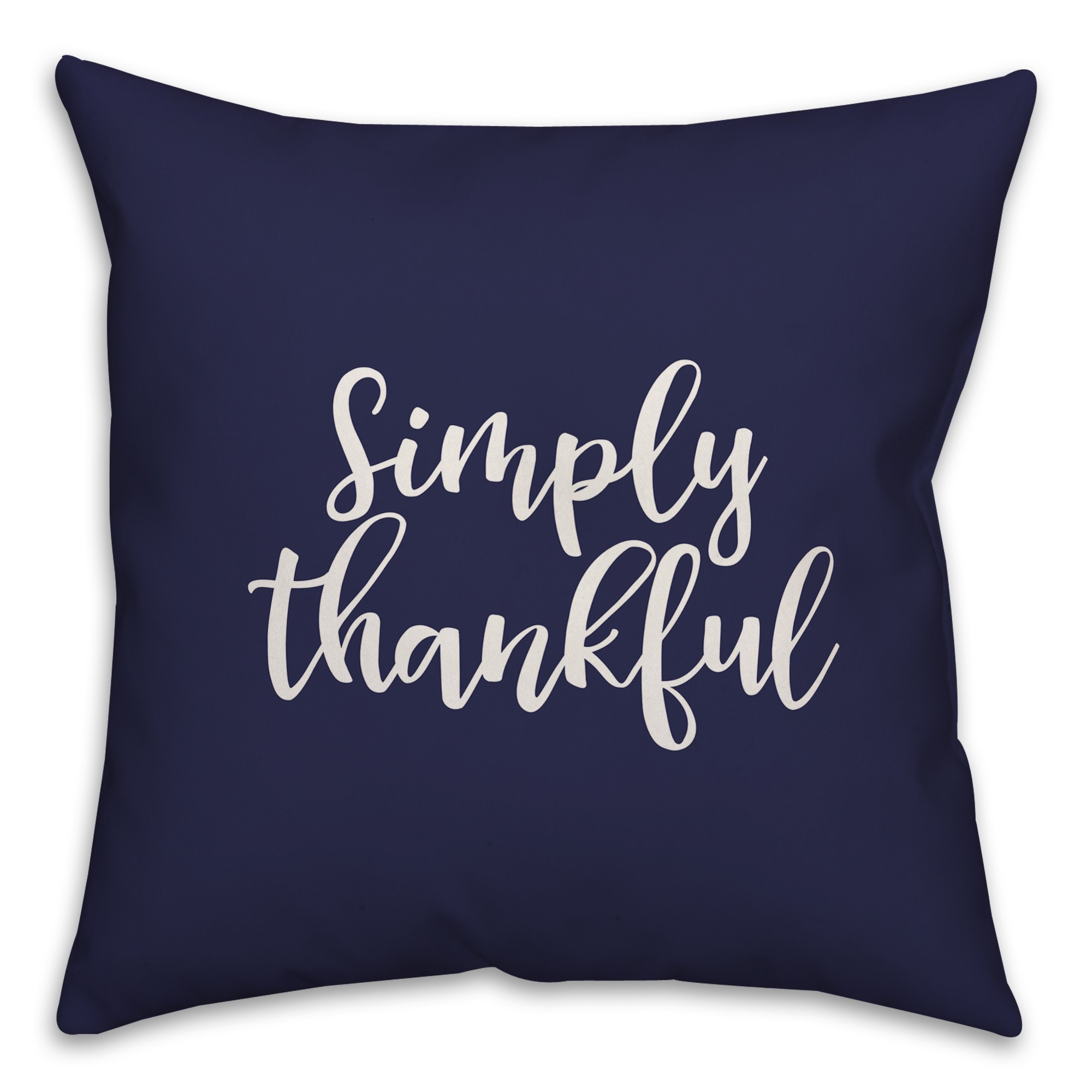 Simply Thankful in Navy 18x18 Spun Poly Pillow