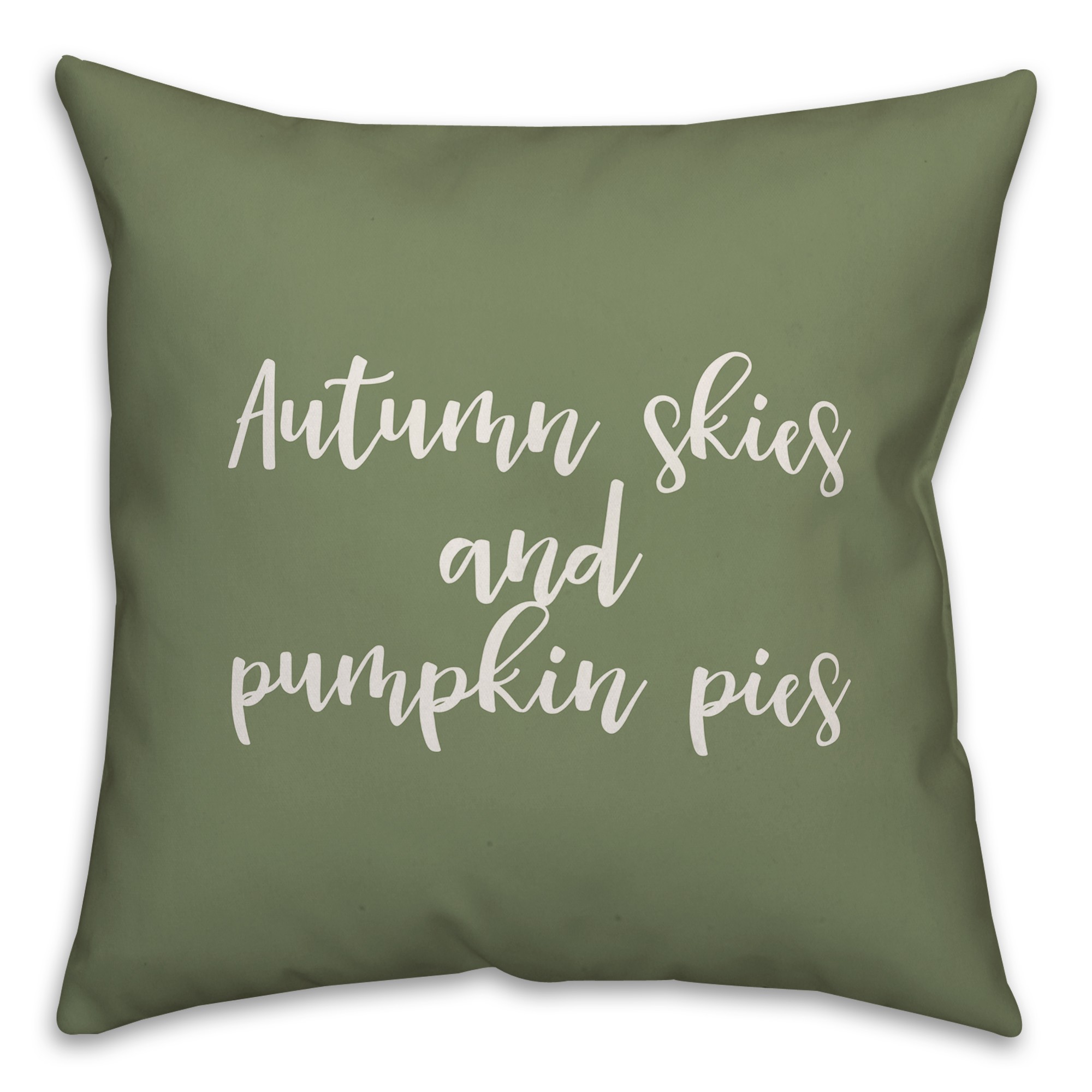 Autumn Skies And Pumpkin Pies in Green 18x18 Spun Poly Pillow