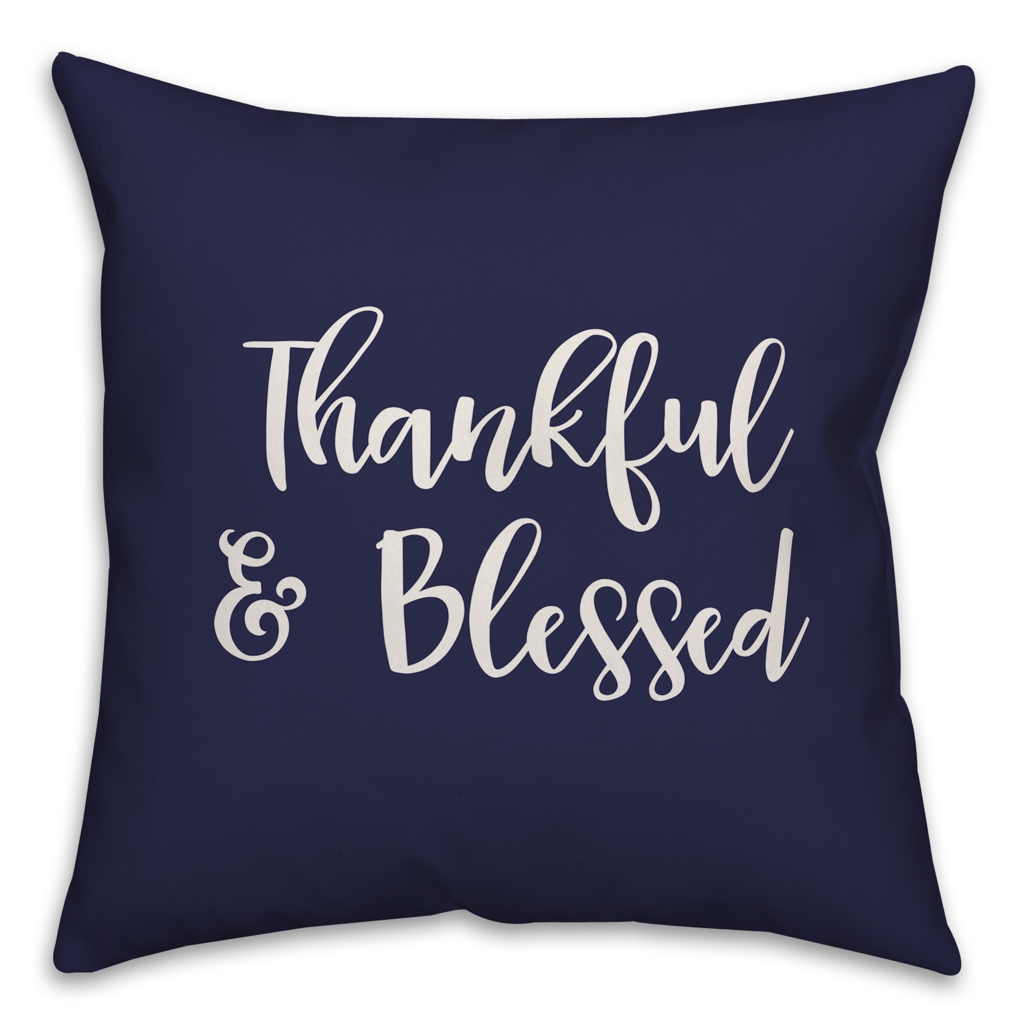 Thankful & Blessed in Navy 18x18 Spun Poly Pillow