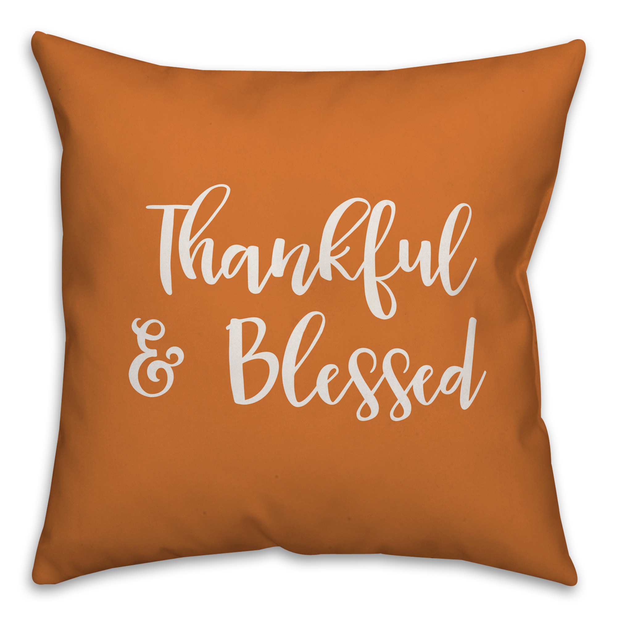 Thankful & Blessed in Orange 18x18 Spun Poly Pillow