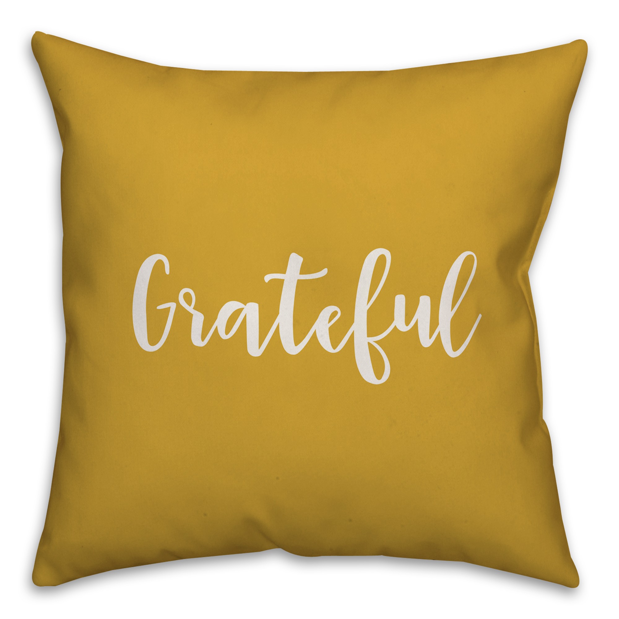 Grateful in Mustard 18x18 Spun Poly Pillow Cover