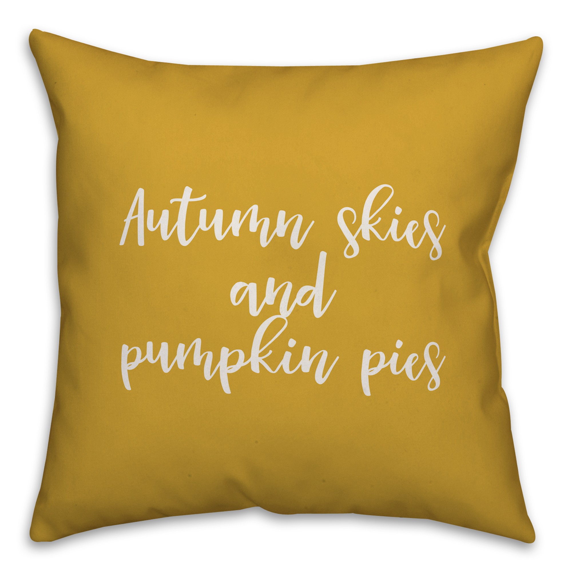 Autumn Skies And Pumpkin Pies in Mustard 18x18 Spun Poly Pillow Cover