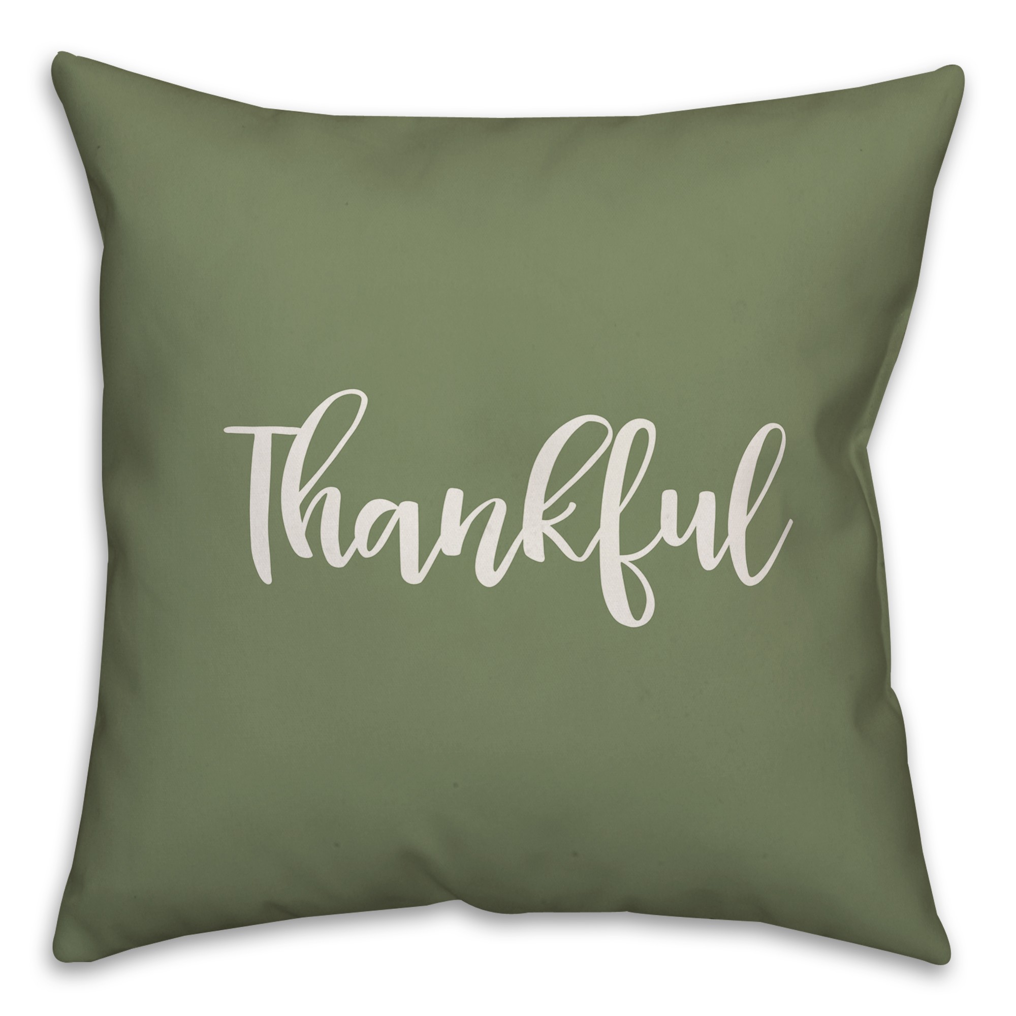 Thankful in Green 18x18 Spun Poly Pillow Cover