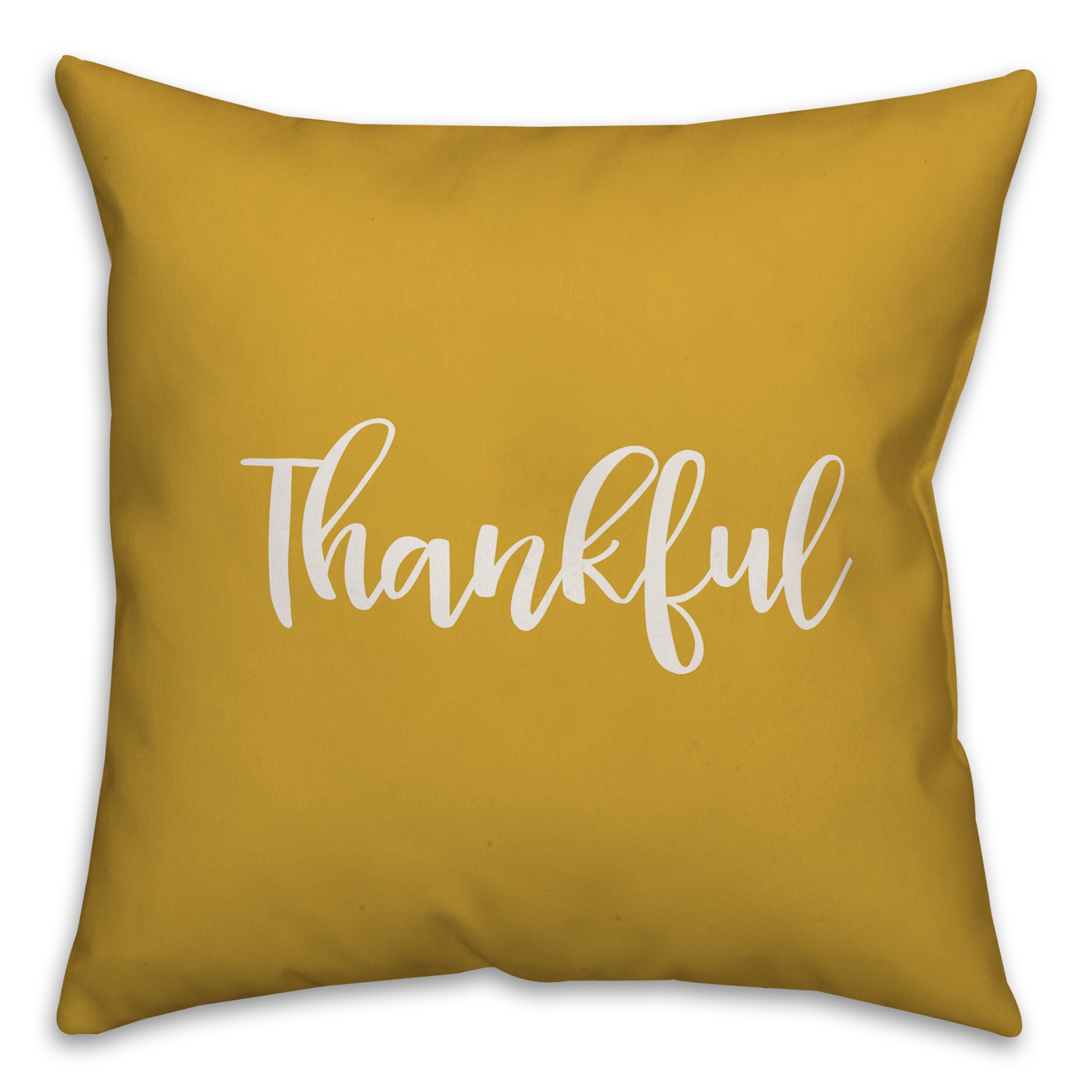 Thankful in Mustard 18x18 Spun Poly Pillow Cover