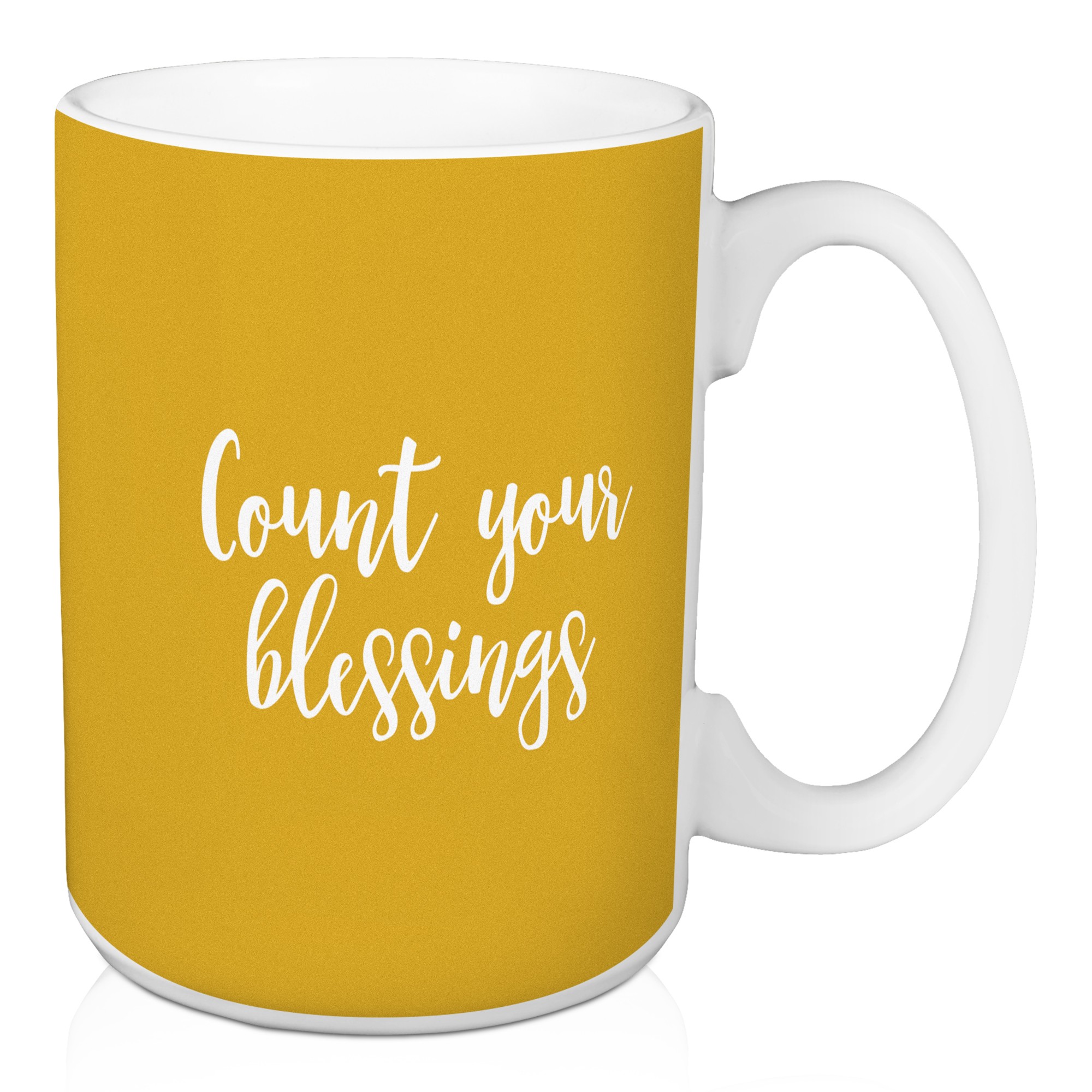 Count Your Blessings in Mustard 15 oz Mug
