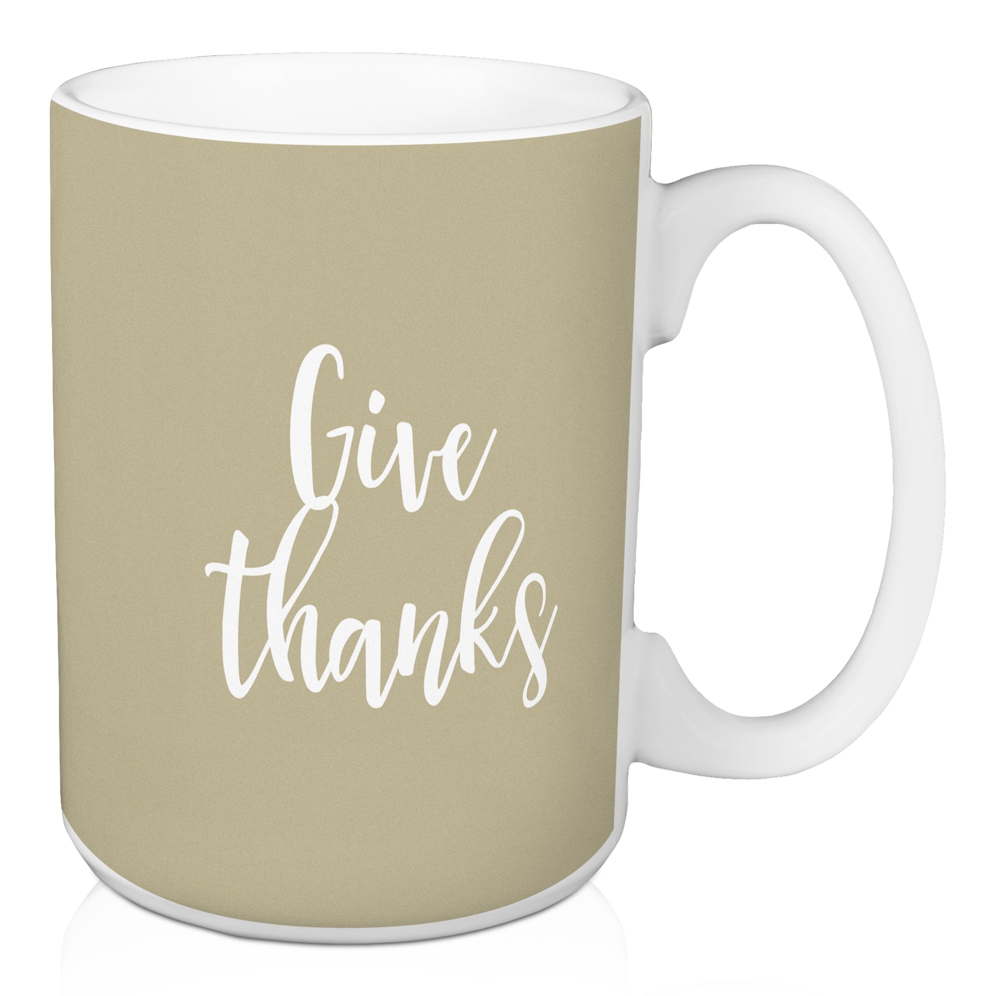 Give Thanks in Beige 15 oz Mug