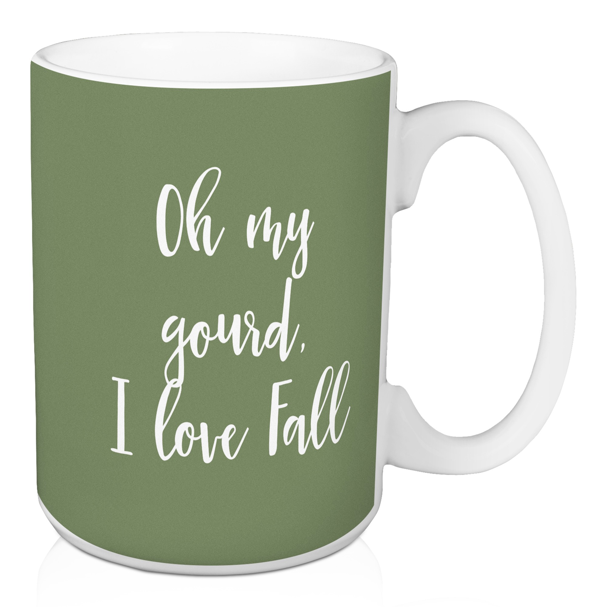Oh My Gourd, I Love Fall in Green 15 oz Mug