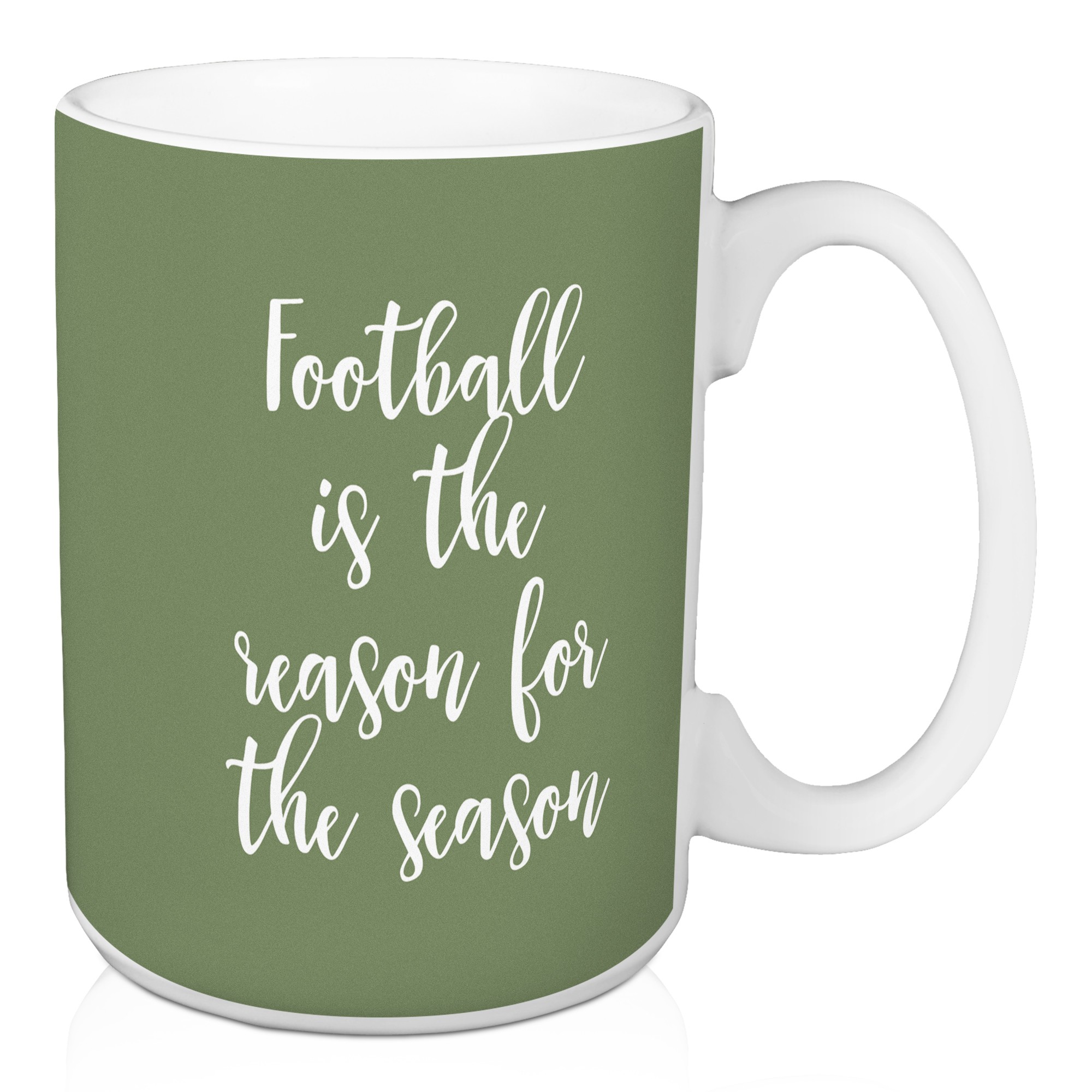 Football Is The Reason For The Season in Green 15 oz Mug