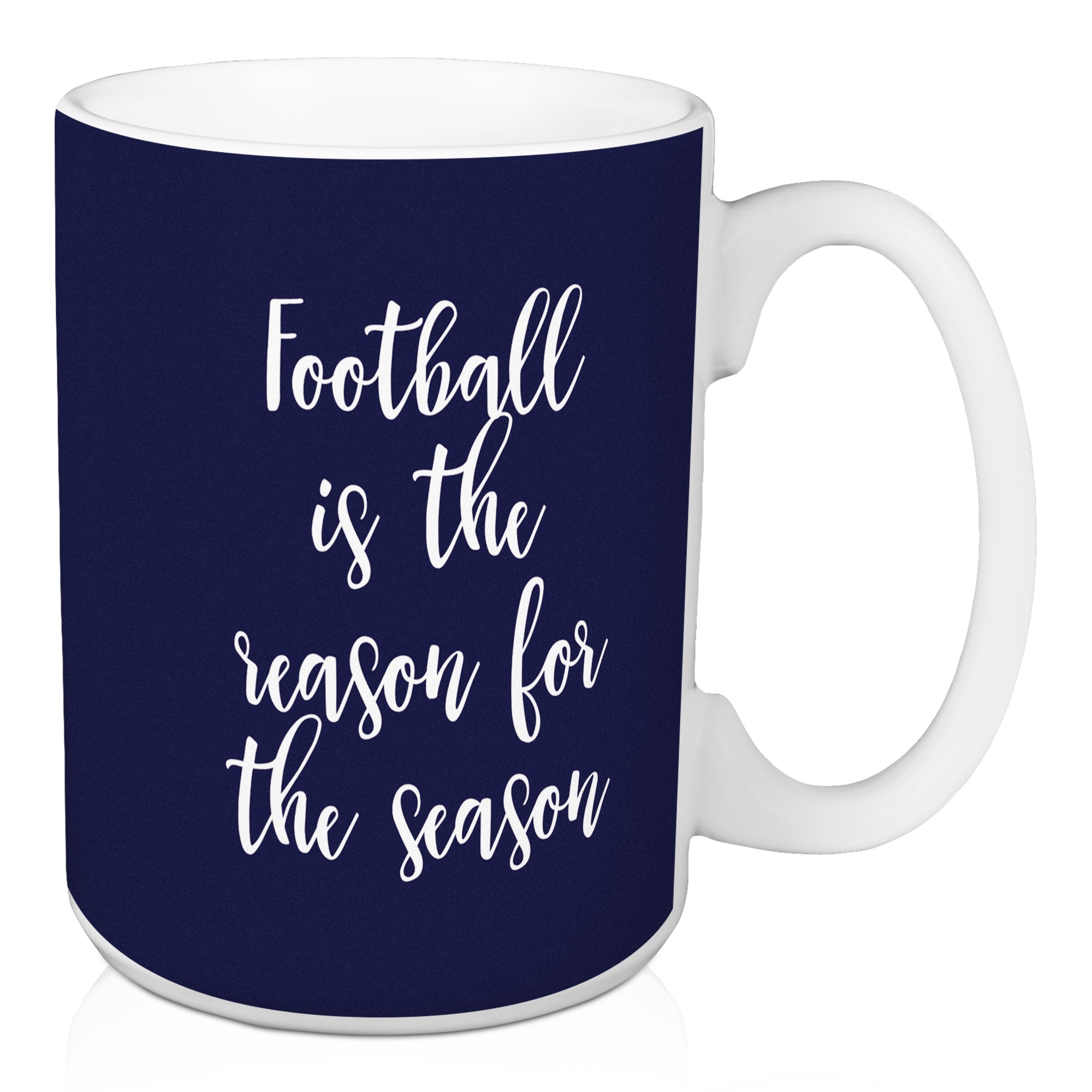 Football Is The Reason For The Season in Navy 15 oz Mug