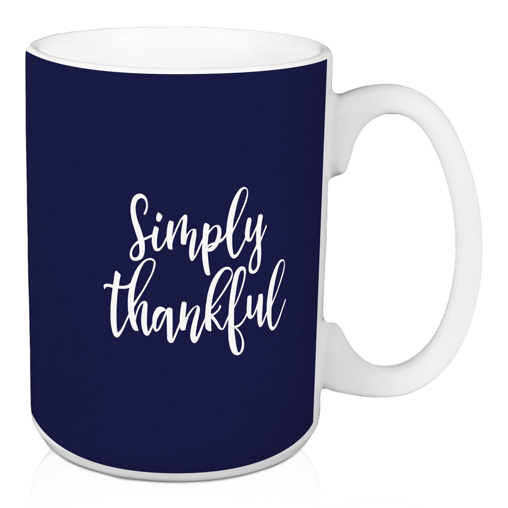 Simply Thankful in Navy 15 oz Mug