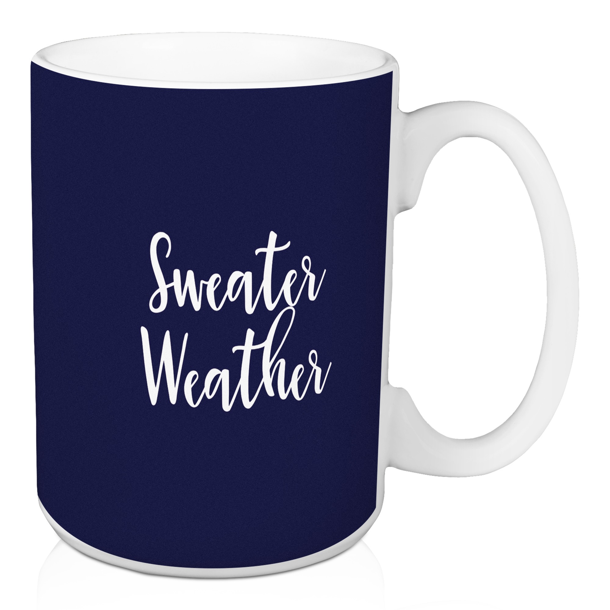 Sweater Weather in Navy 15 oz Mug