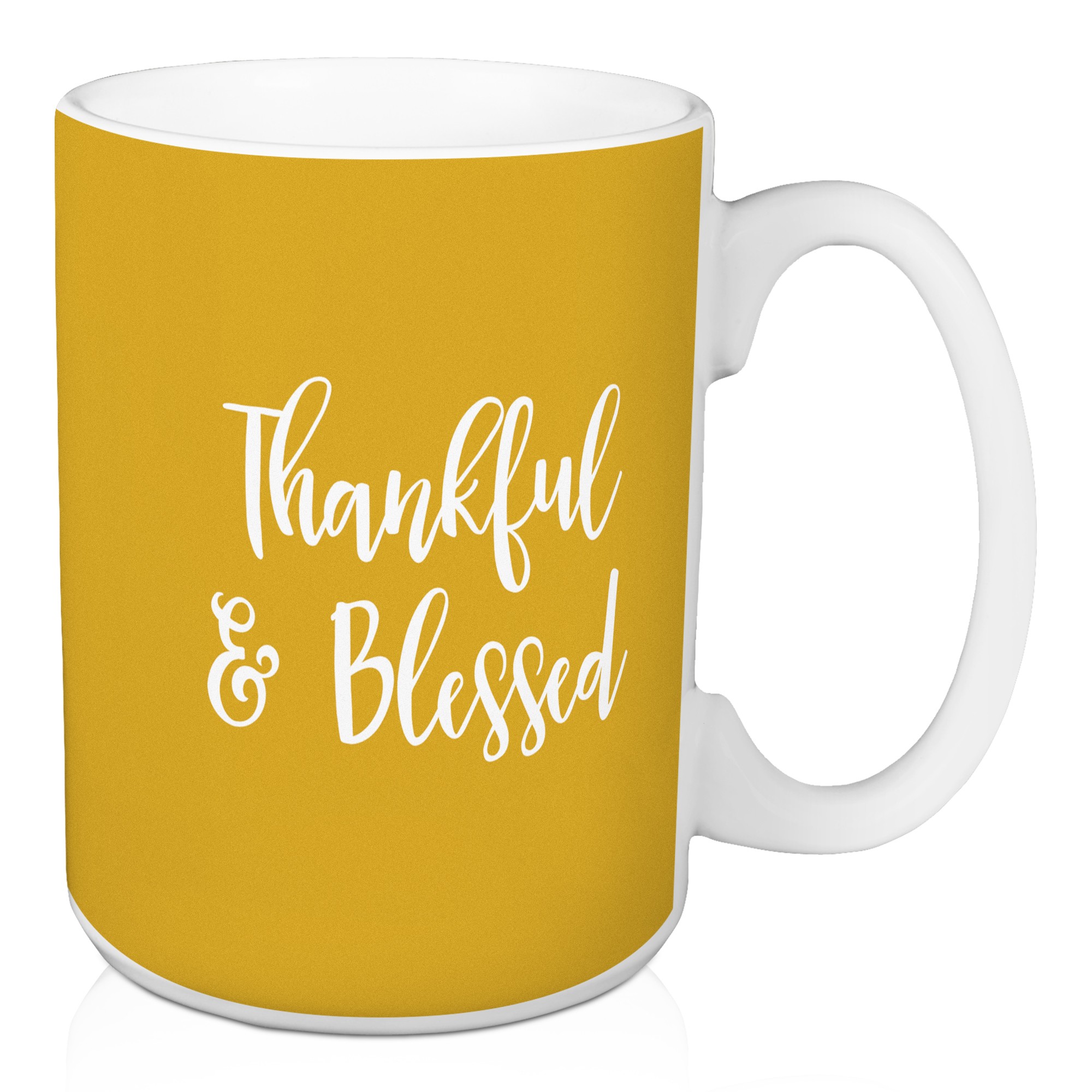 Thankful & Blessed in Mustard 15 oz Mug