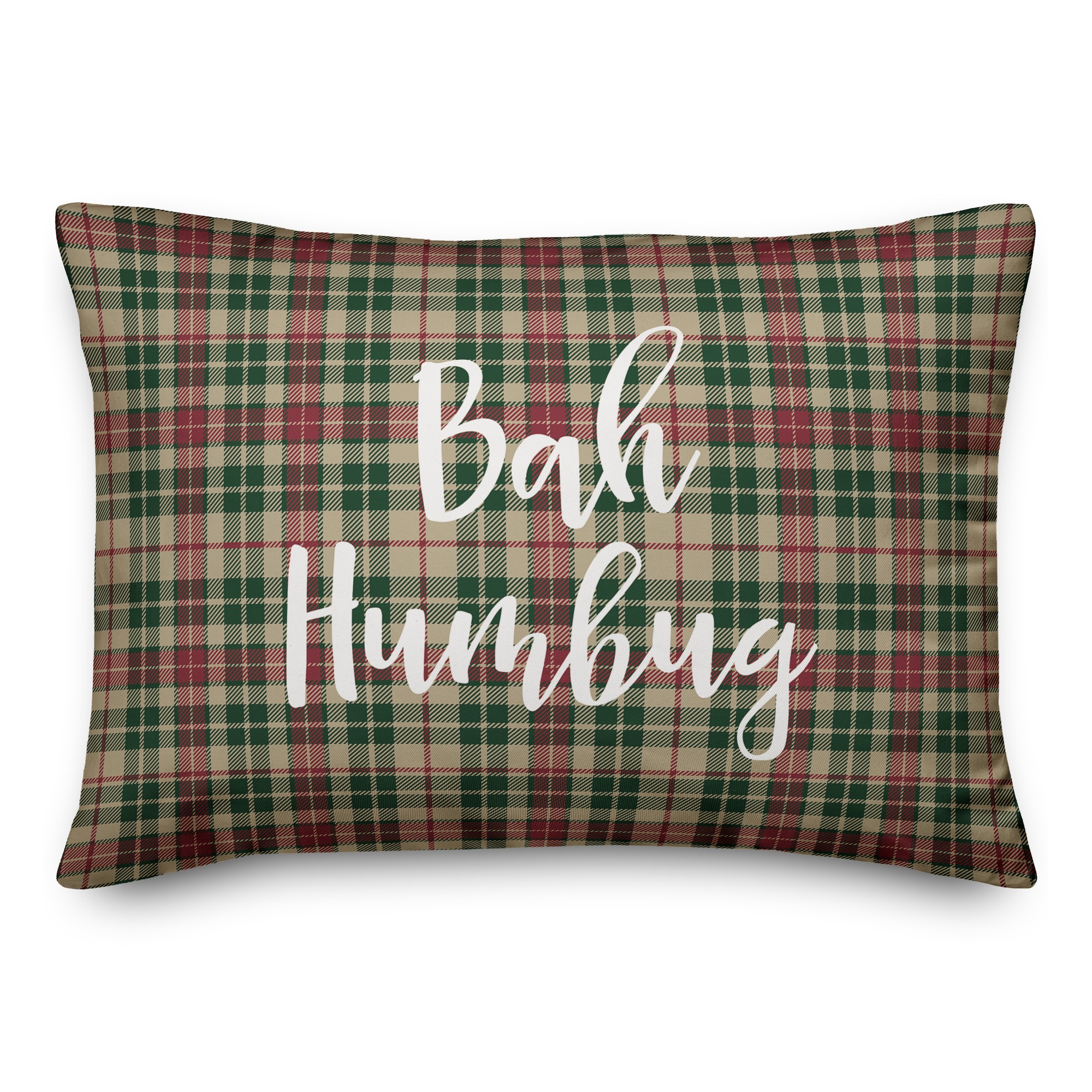 Bah Humbug in Tartan Plaid 14x20 Spun Poly Pillow