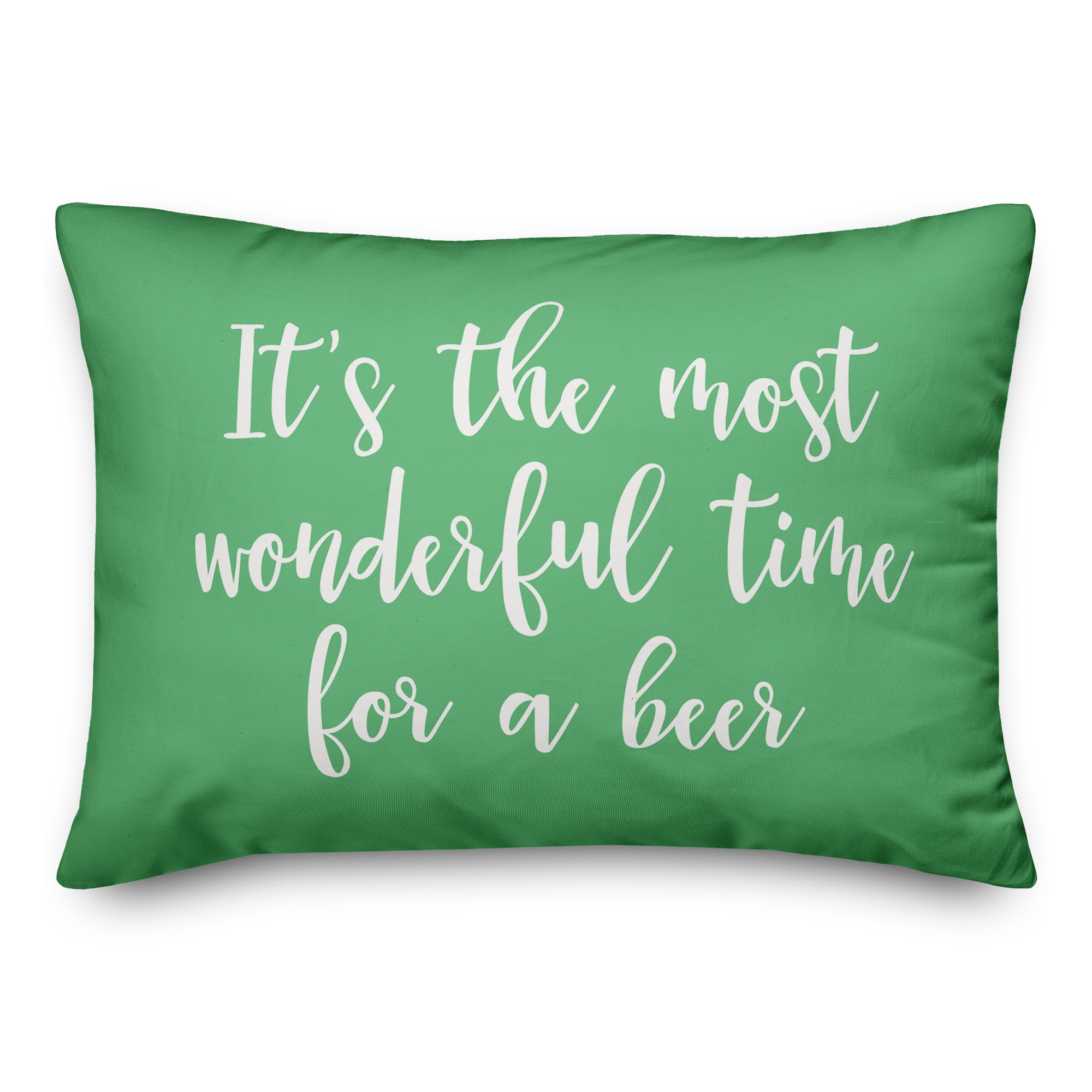 It's The Most Wonderful Time For A Beer in Light Green 14x20 Spun Poly Pillow