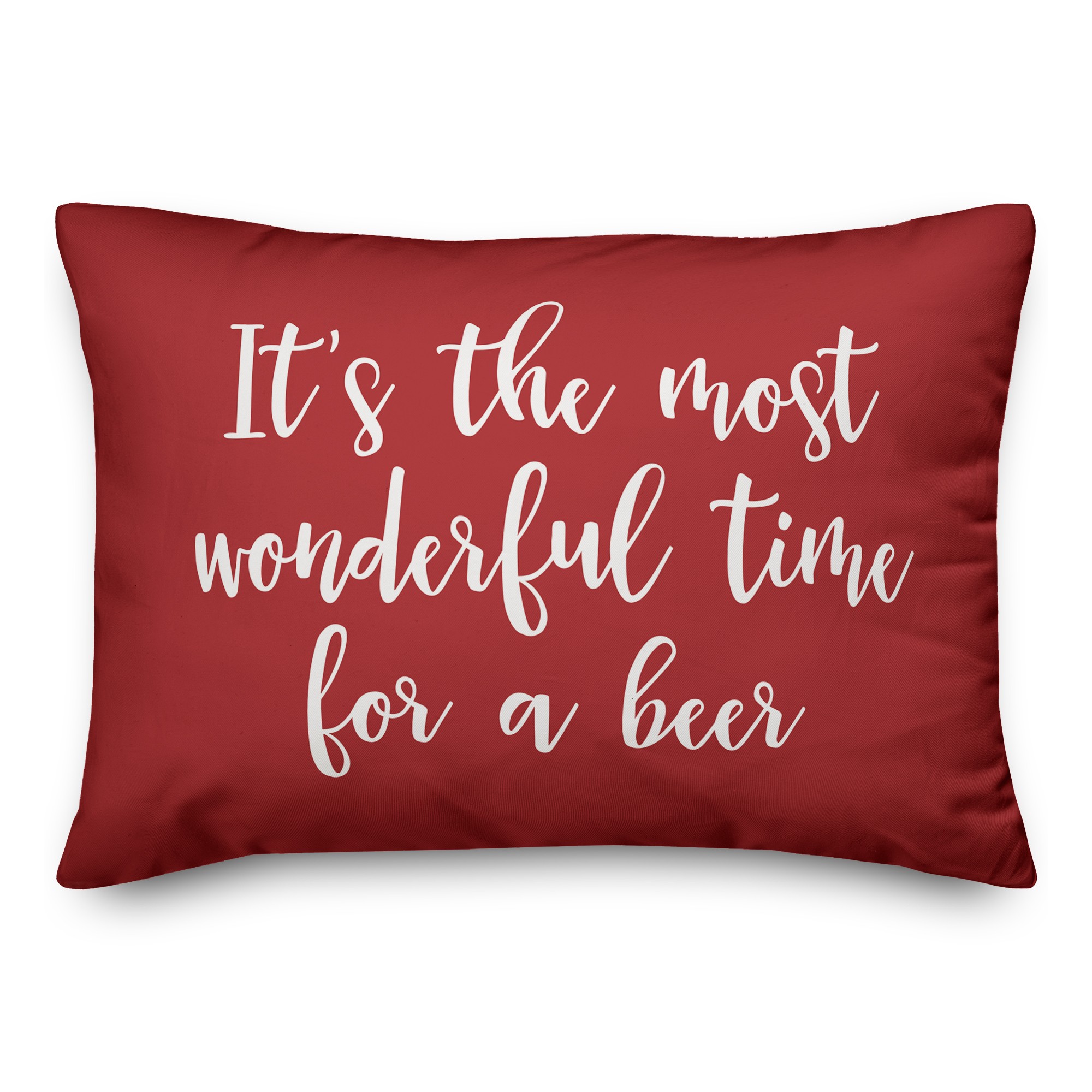 It's The Most Wonderful Time For A Beer in Red 14x20 Spun Poly Pillow