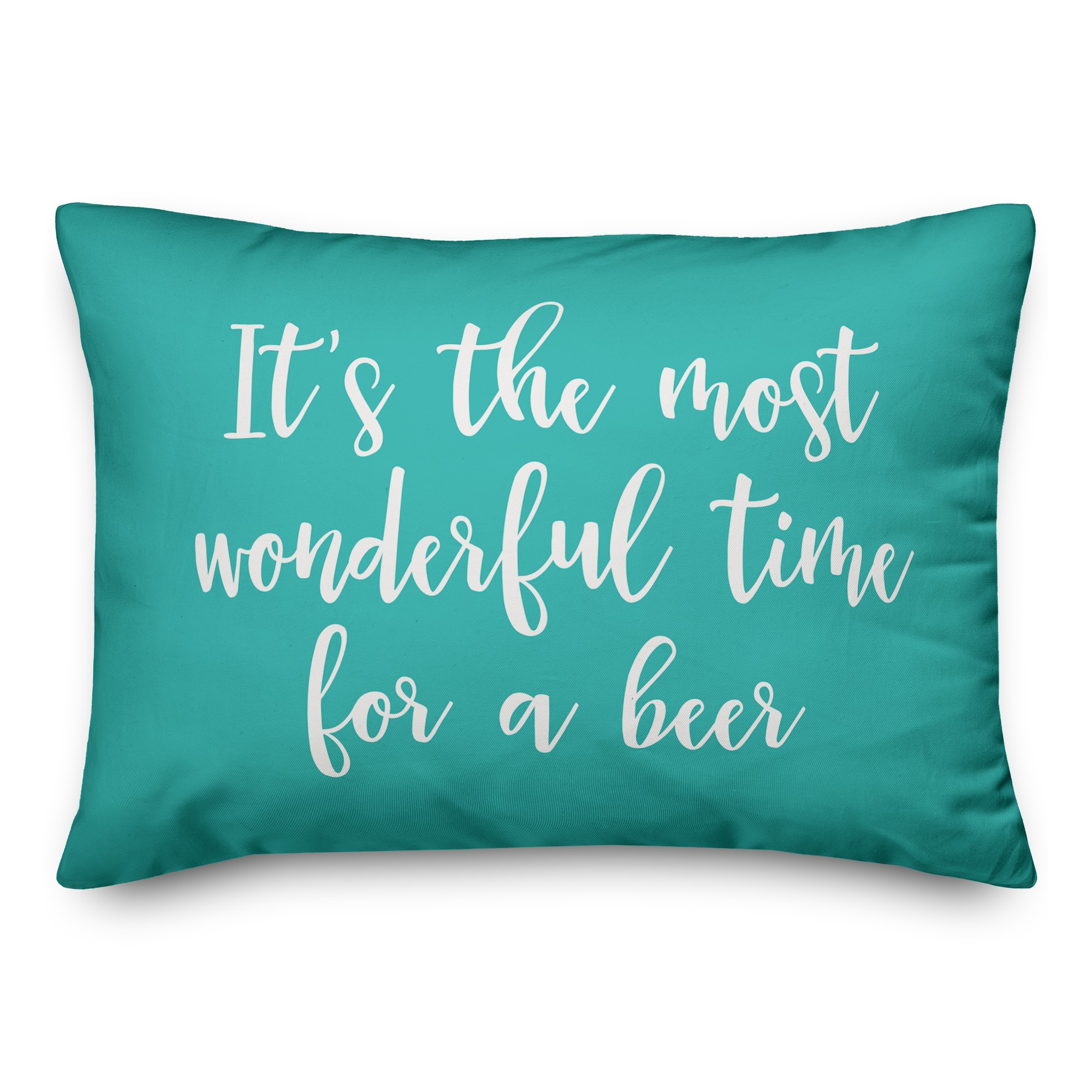 It's The Most Wonderful Time For A Beer in Teal 14x20 Spun Poly Pillow