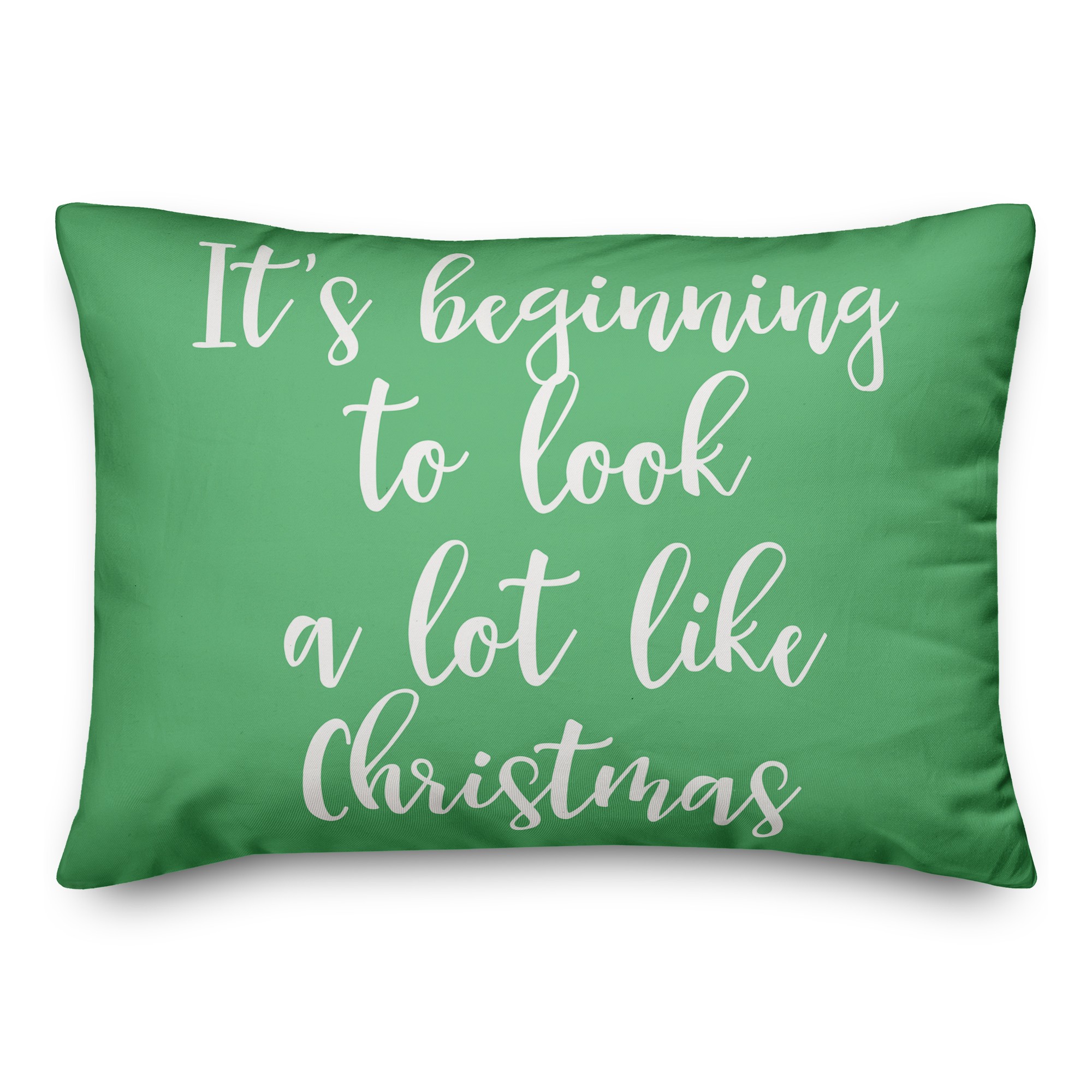 It's Beginning To Look A Lot Like Christmas in Light Green 14x20 Spun Poly Pillow