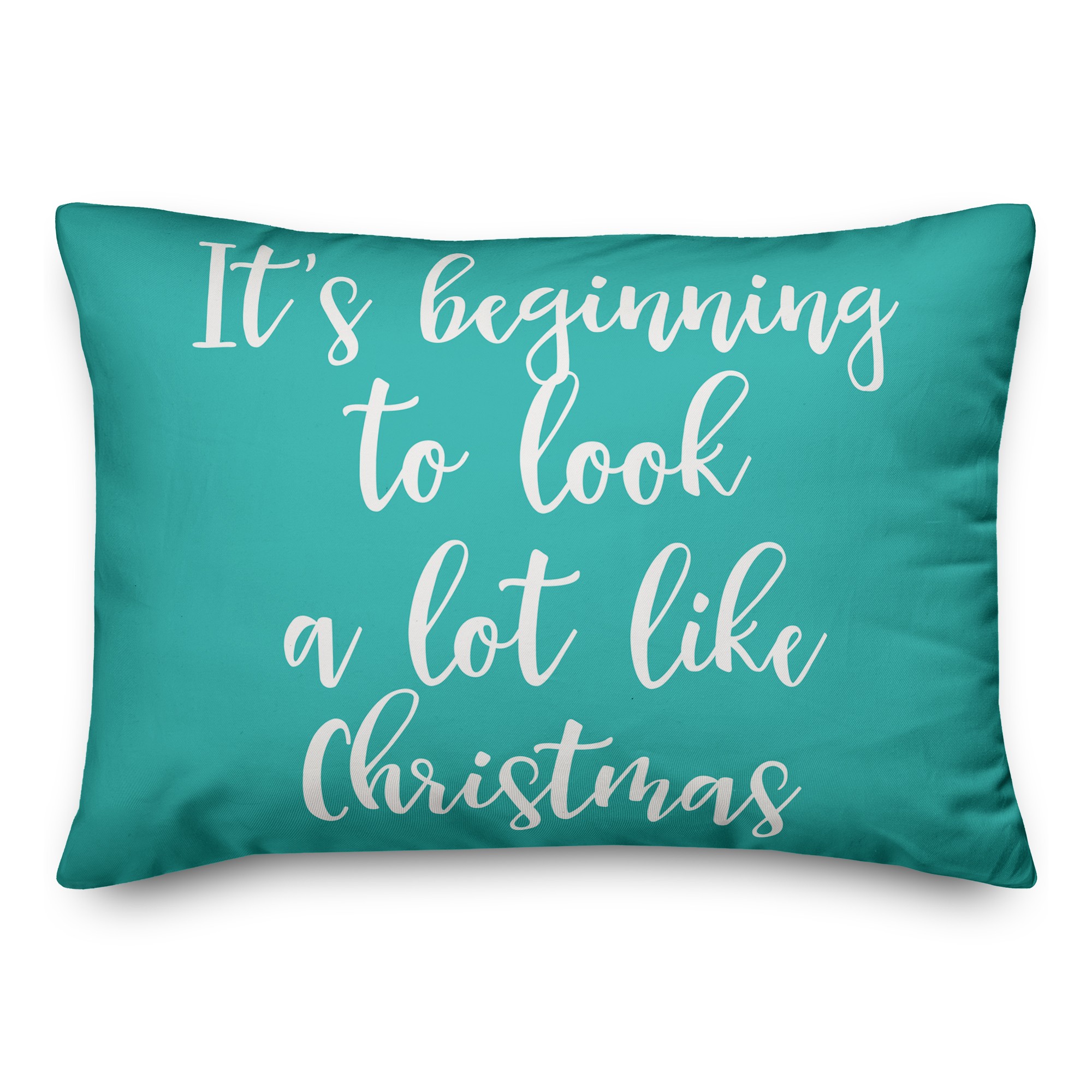 It's Beginning To Look A Lot Like Christmas in Teal 14x20 Spun Poly Pillow