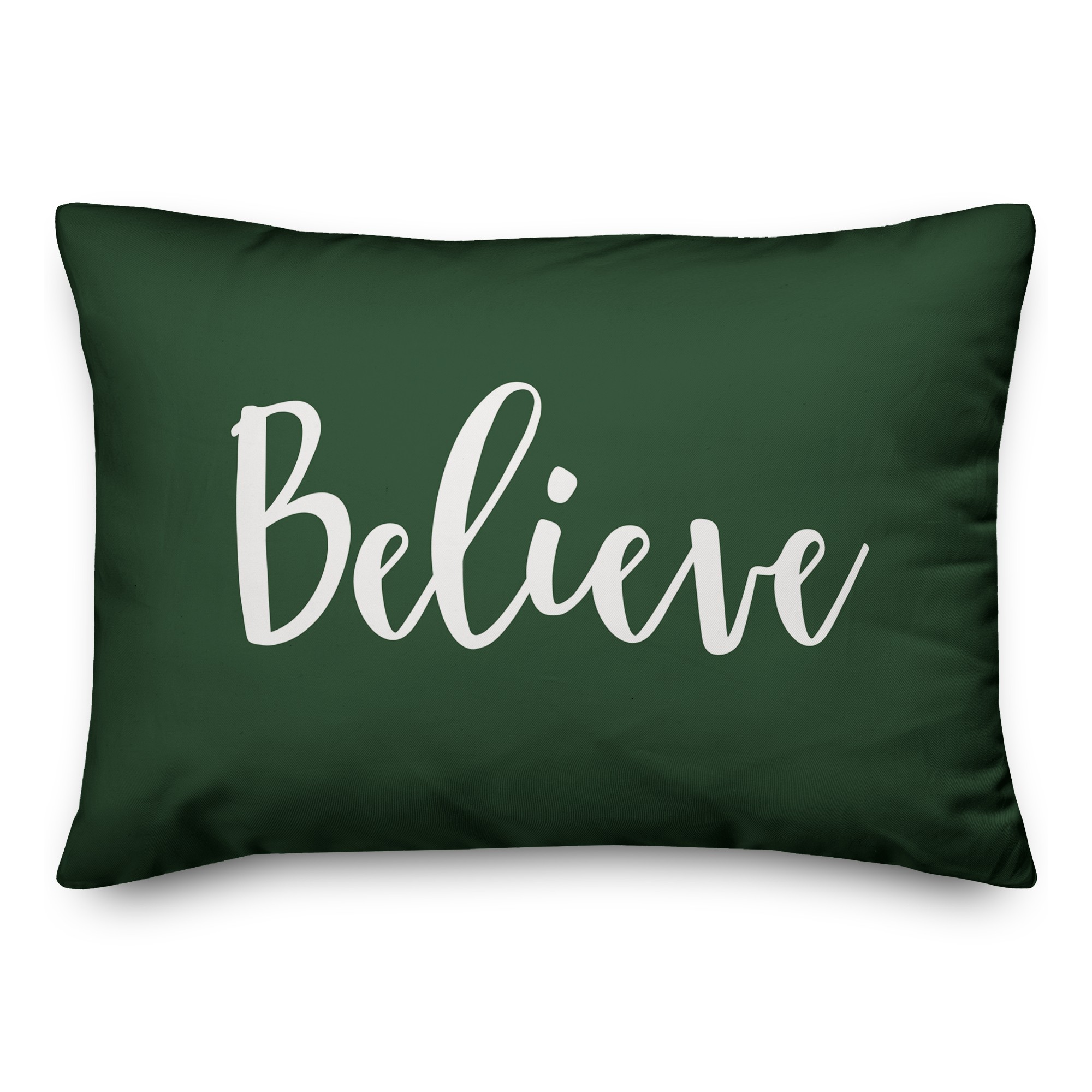 Believe in Dark Green 14x20 Spun Poly Pillow