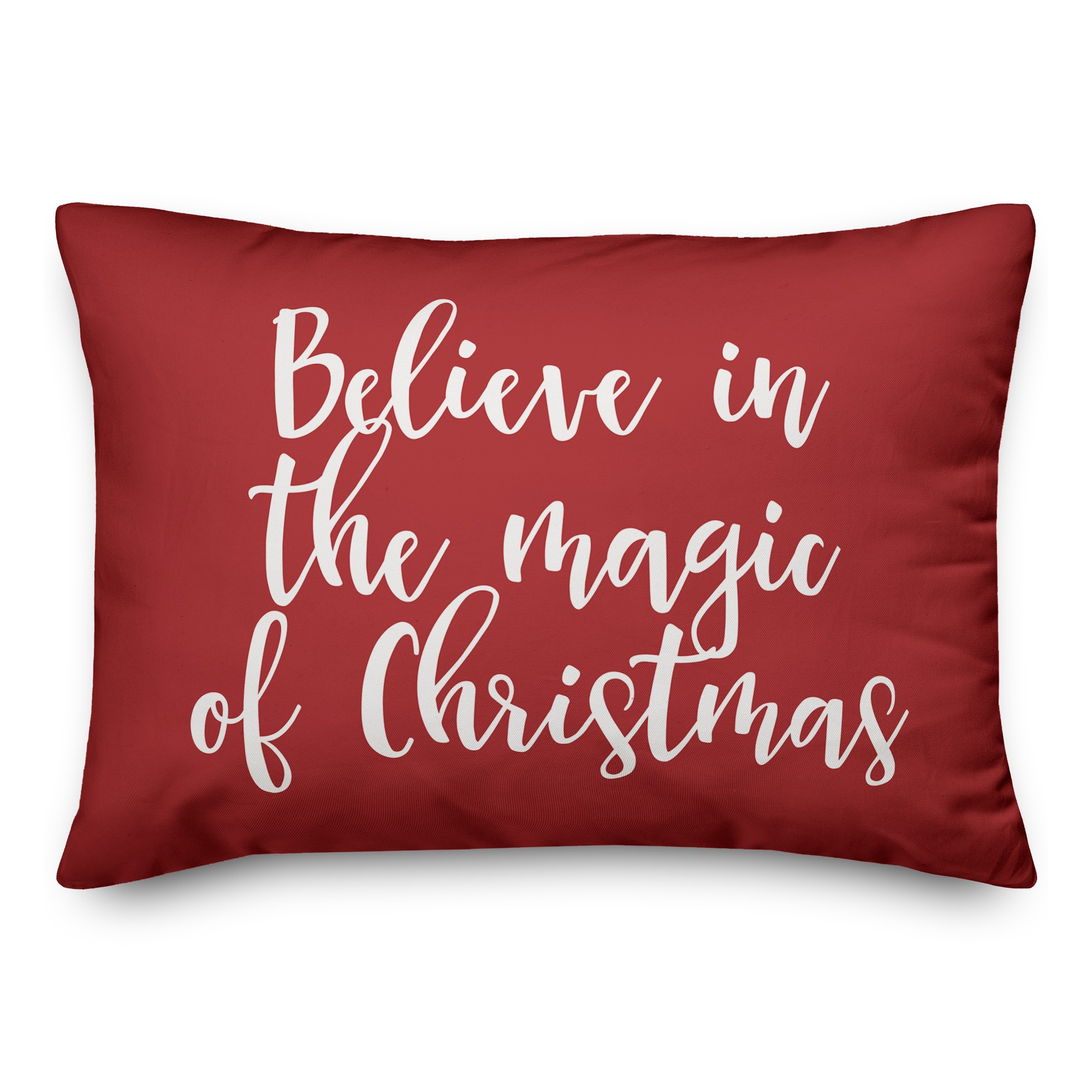 Believe In The Magic Of Christmas in Red 14x20 Spun Poly Pillow
