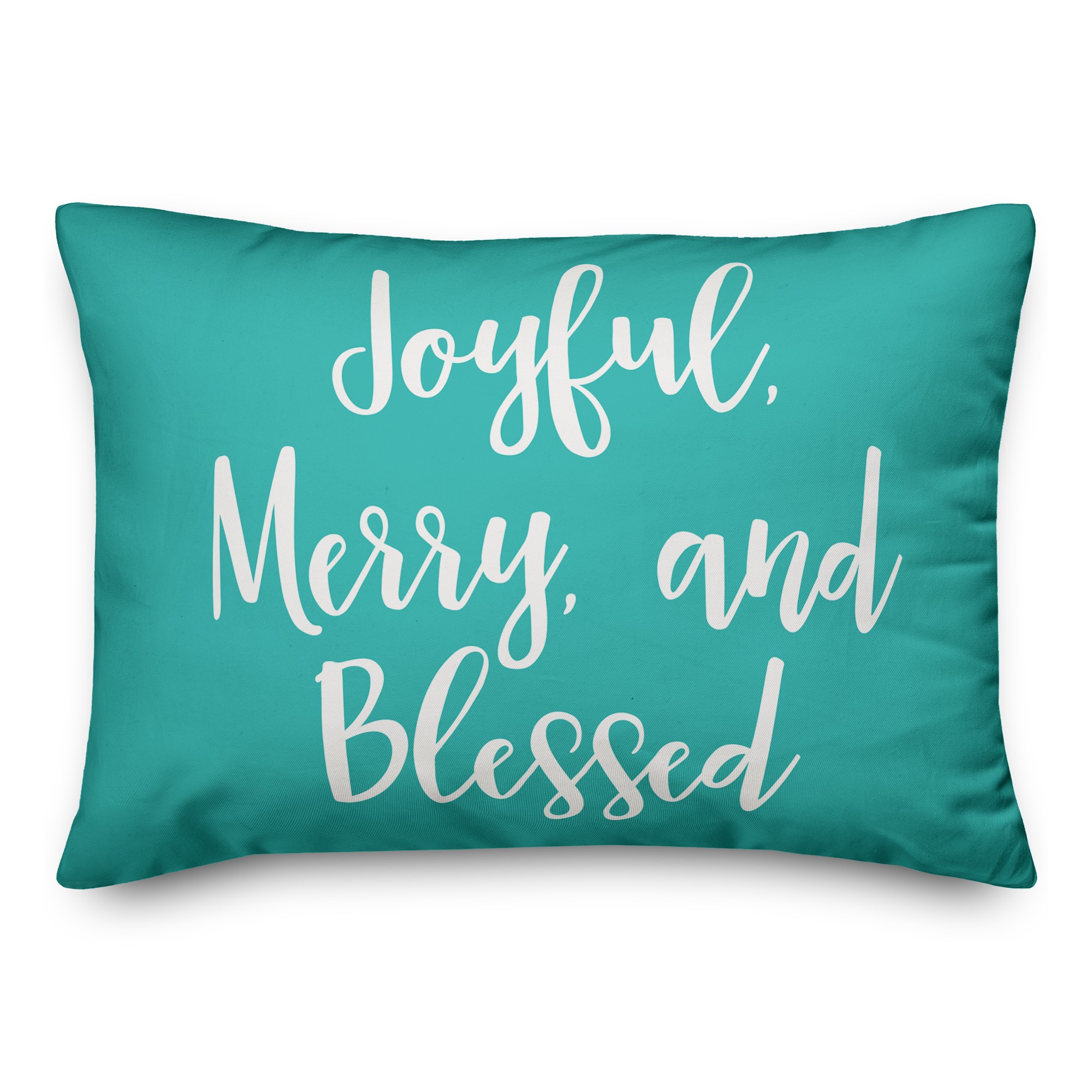 Joyful, Merry & Blessed in Teal 14x20 Spun Poly Pillow