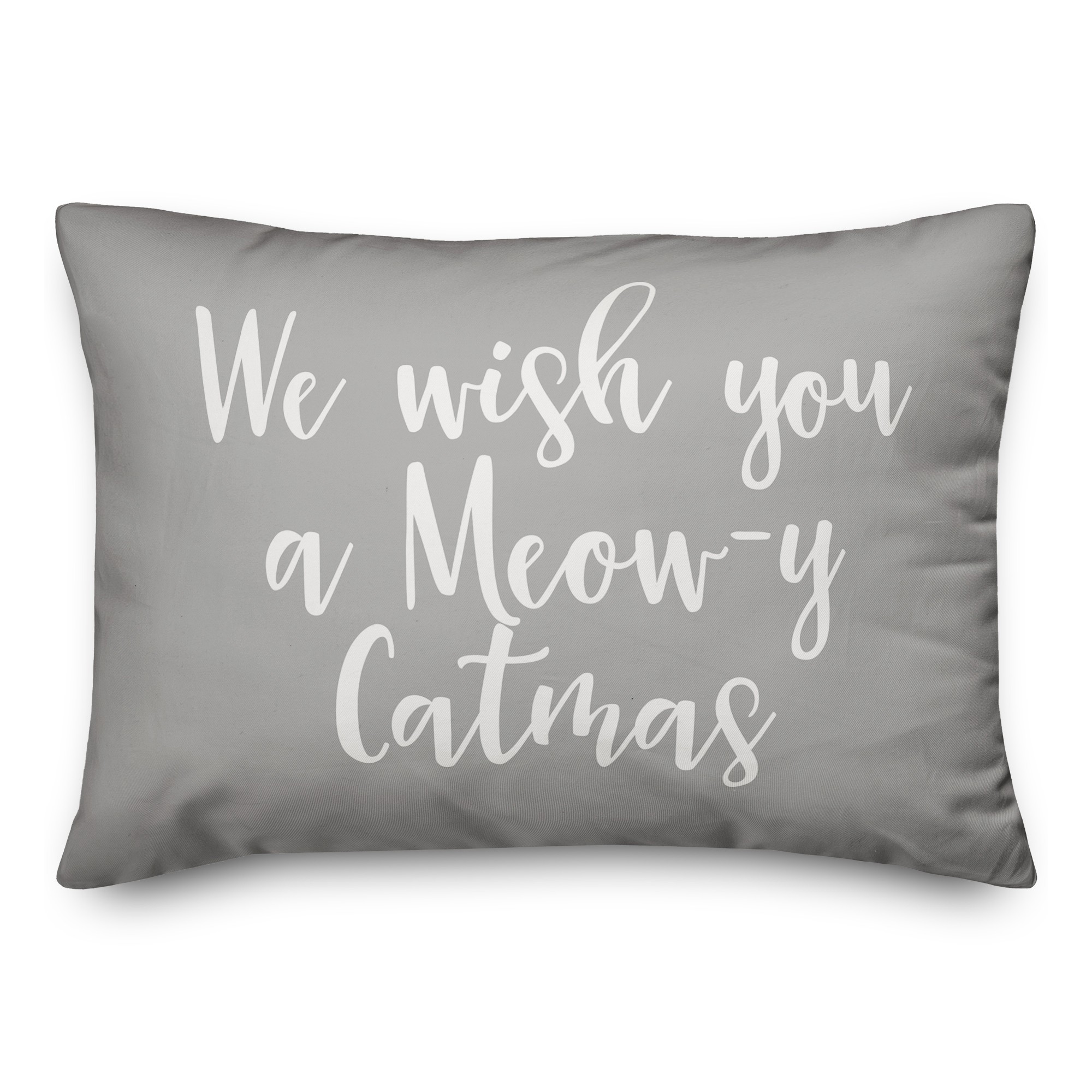 We Wish You A Meowy Catmas in Gray 14x20 Spun Poly Pillow