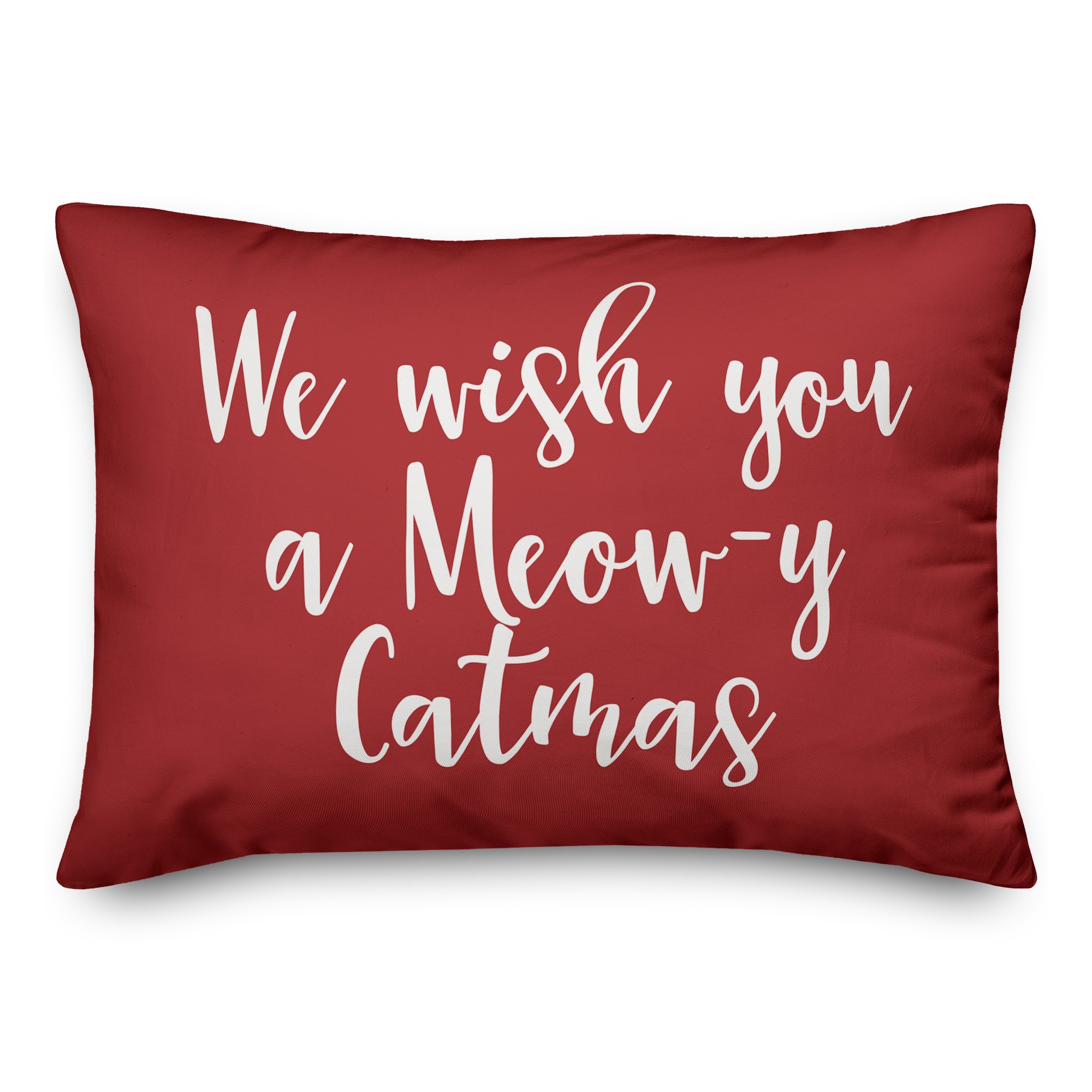We Wish You A Meowy Catmas in Red 14x20 Spun Poly Pillow