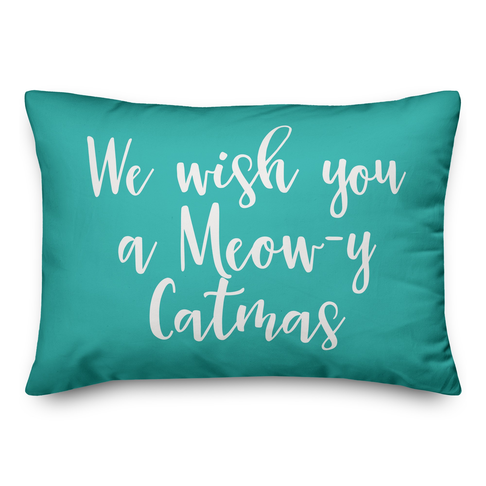 We Wish You A Meowy Catmas in Teal 14x20 Spun Poly Pillow