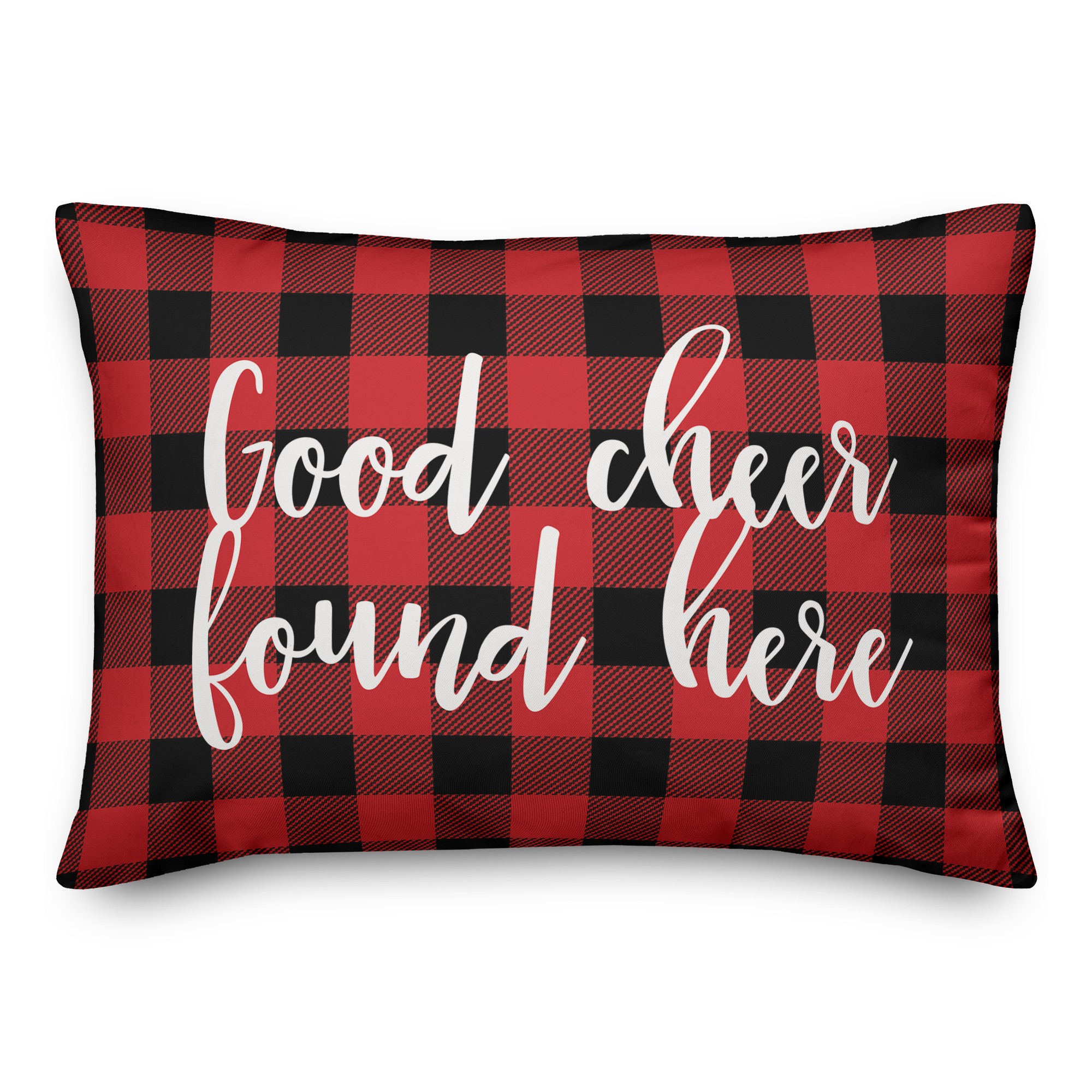 Good Cheer Found Here in Buffalo Check Plaid 14x20 Spun Poly Pillow