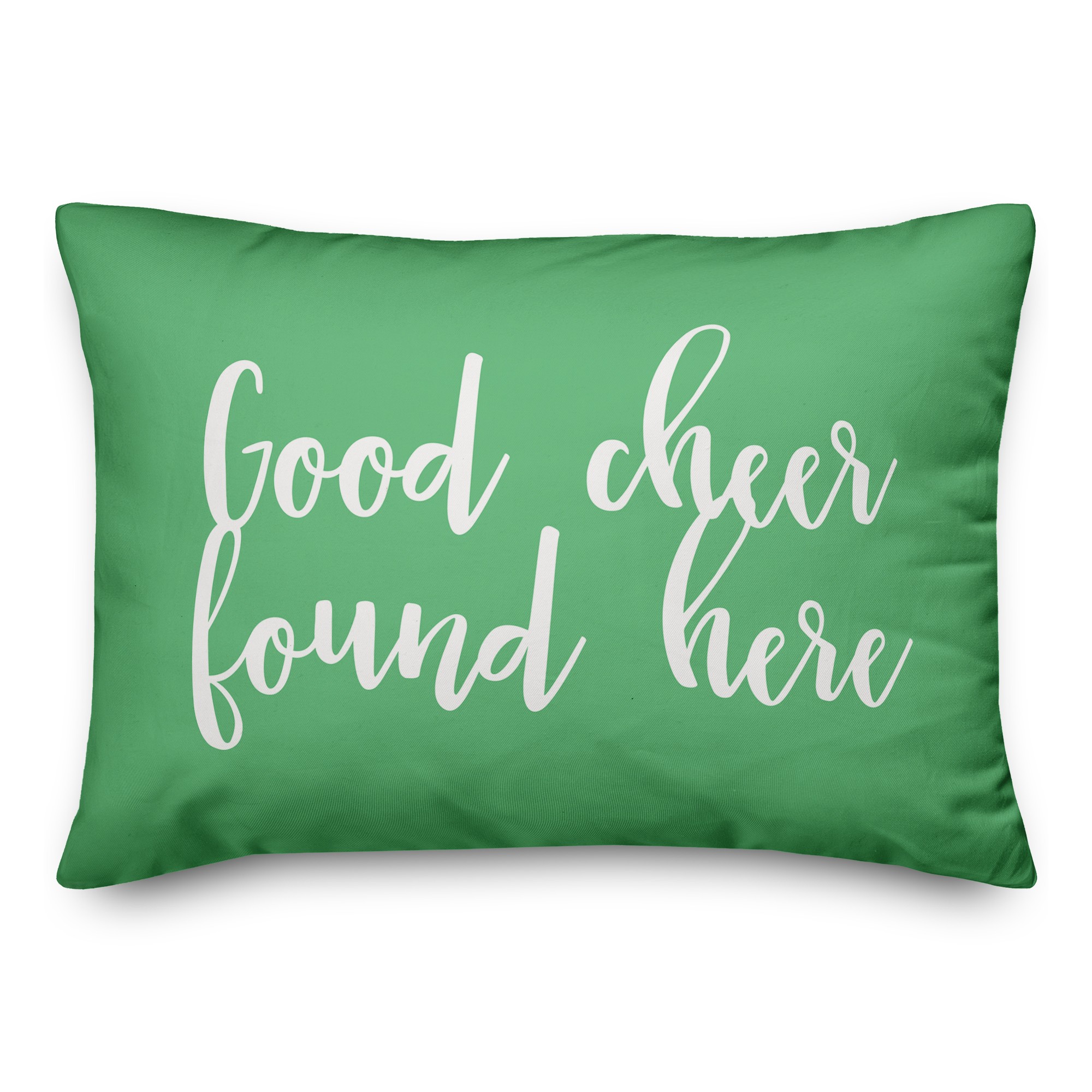 Good Cheer Found Here in Light Green 14x20 Spun Poly Pillow