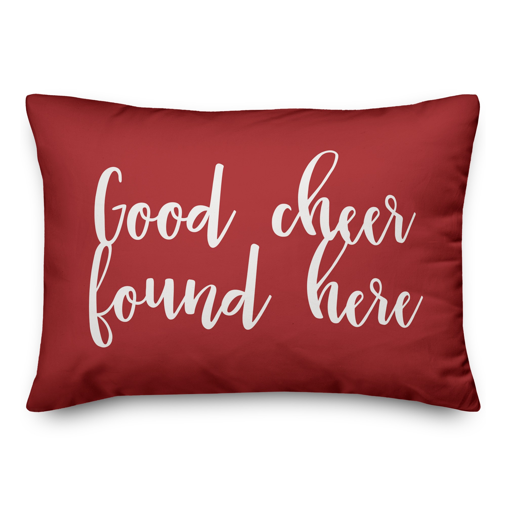 Good Cheer Found Here in Red 14x20 Spun Poly Pillow