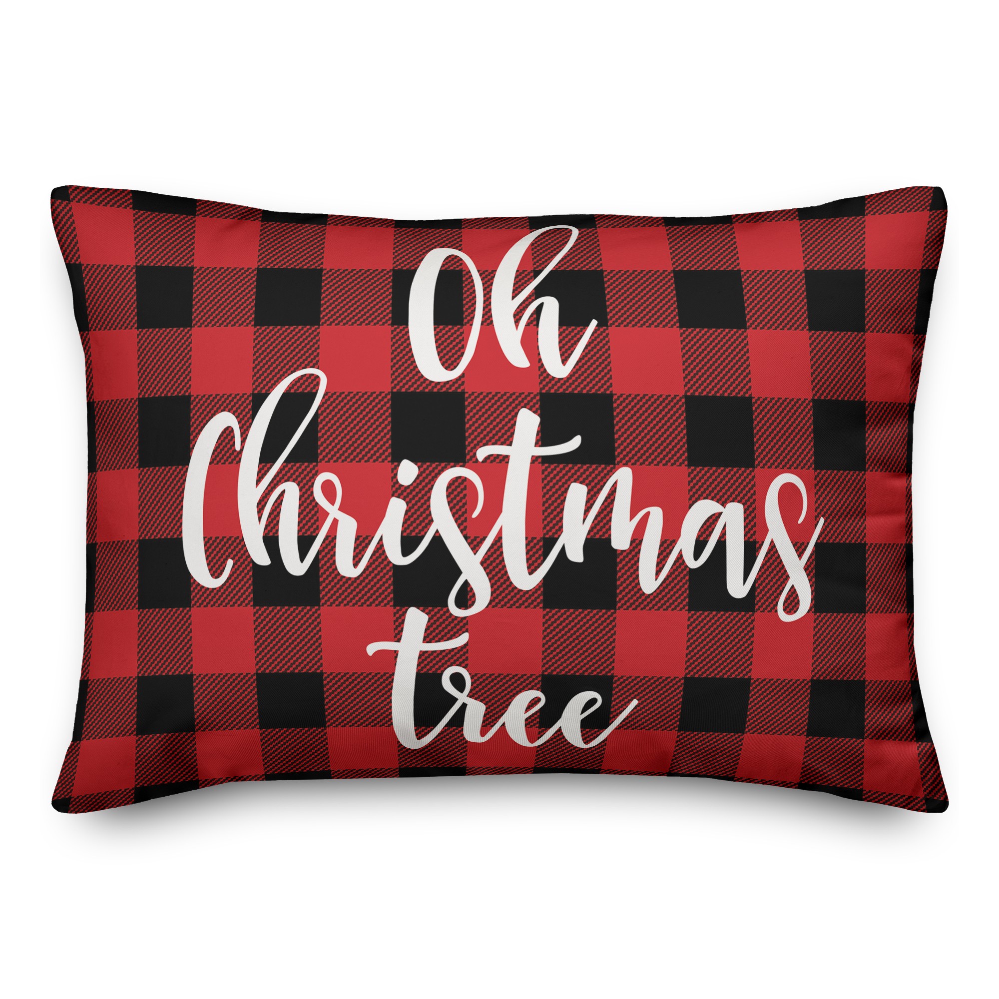 Oh Christmas Tree in Buffalo Check Plaid 14x20 Spun Poly Pillow