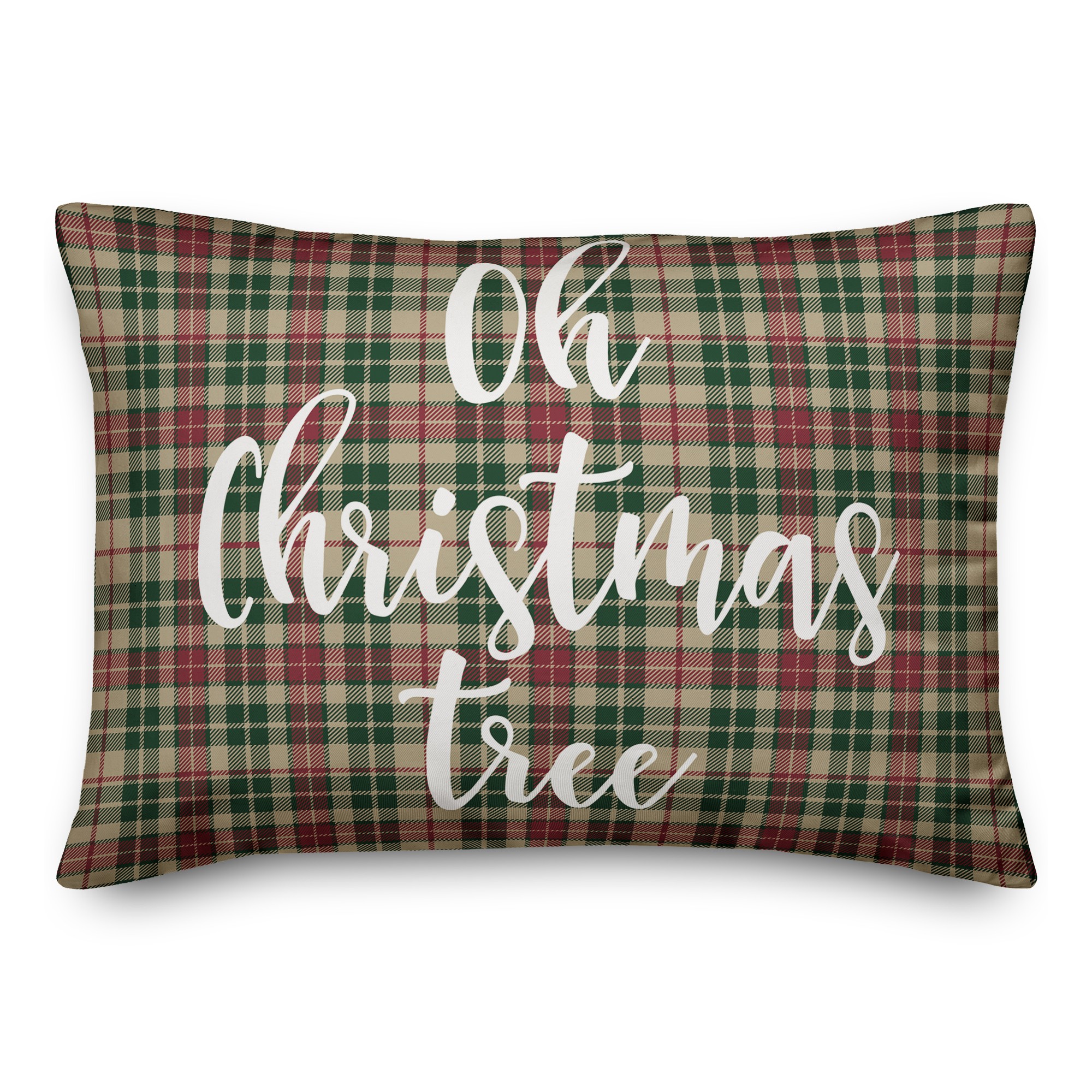 Oh Christmas Tree in Tartan Plaid 14x20 Spun Poly Pillow
