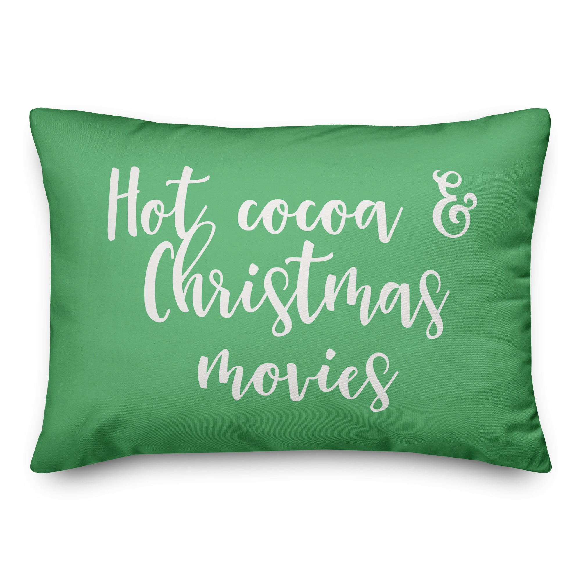 Hot Cocoa And Christmas Movies in Light Green 14x20 Spun Poly Pillow