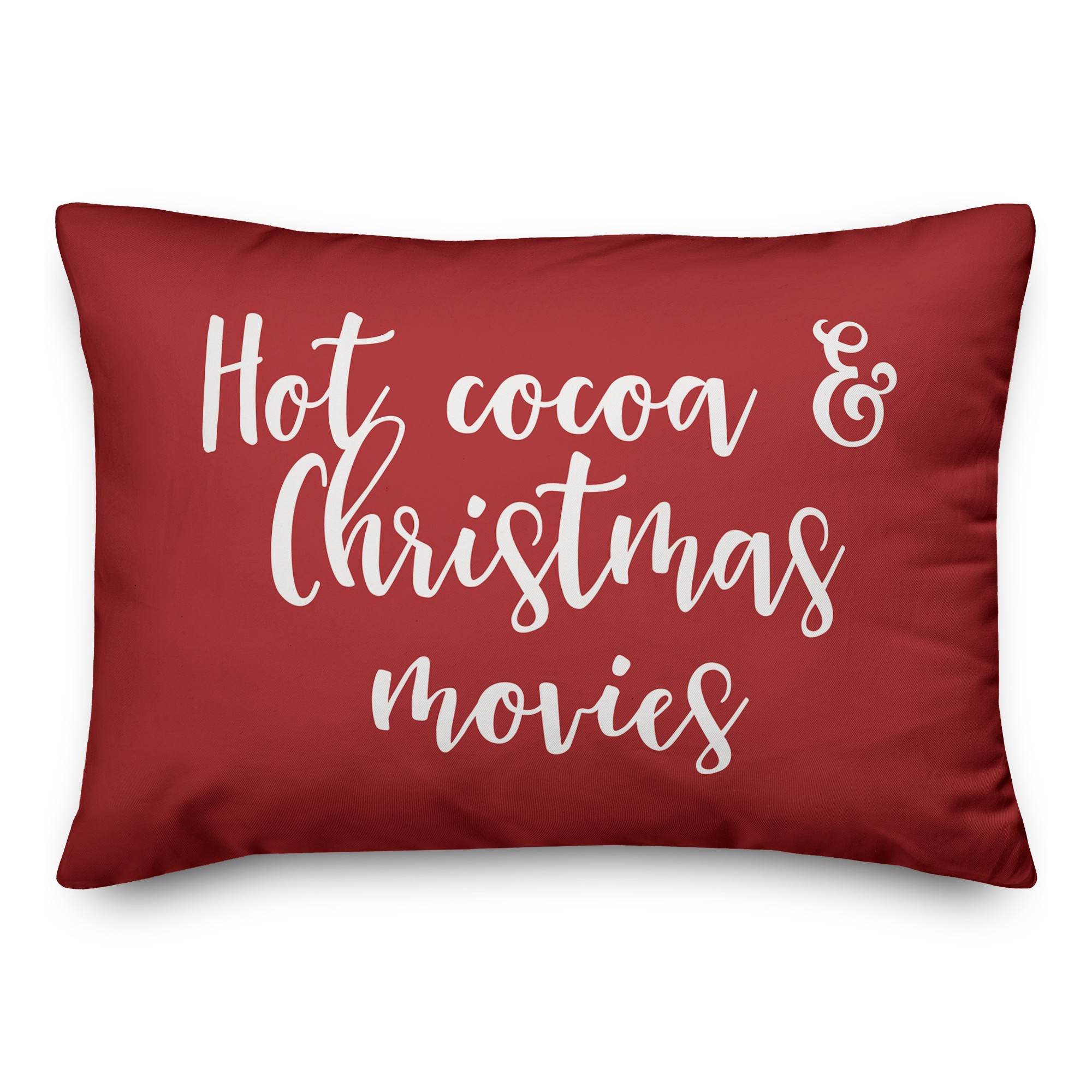 Hot Cocoa And Christmas Movies in Red 14x20 Spun Poly Pillow