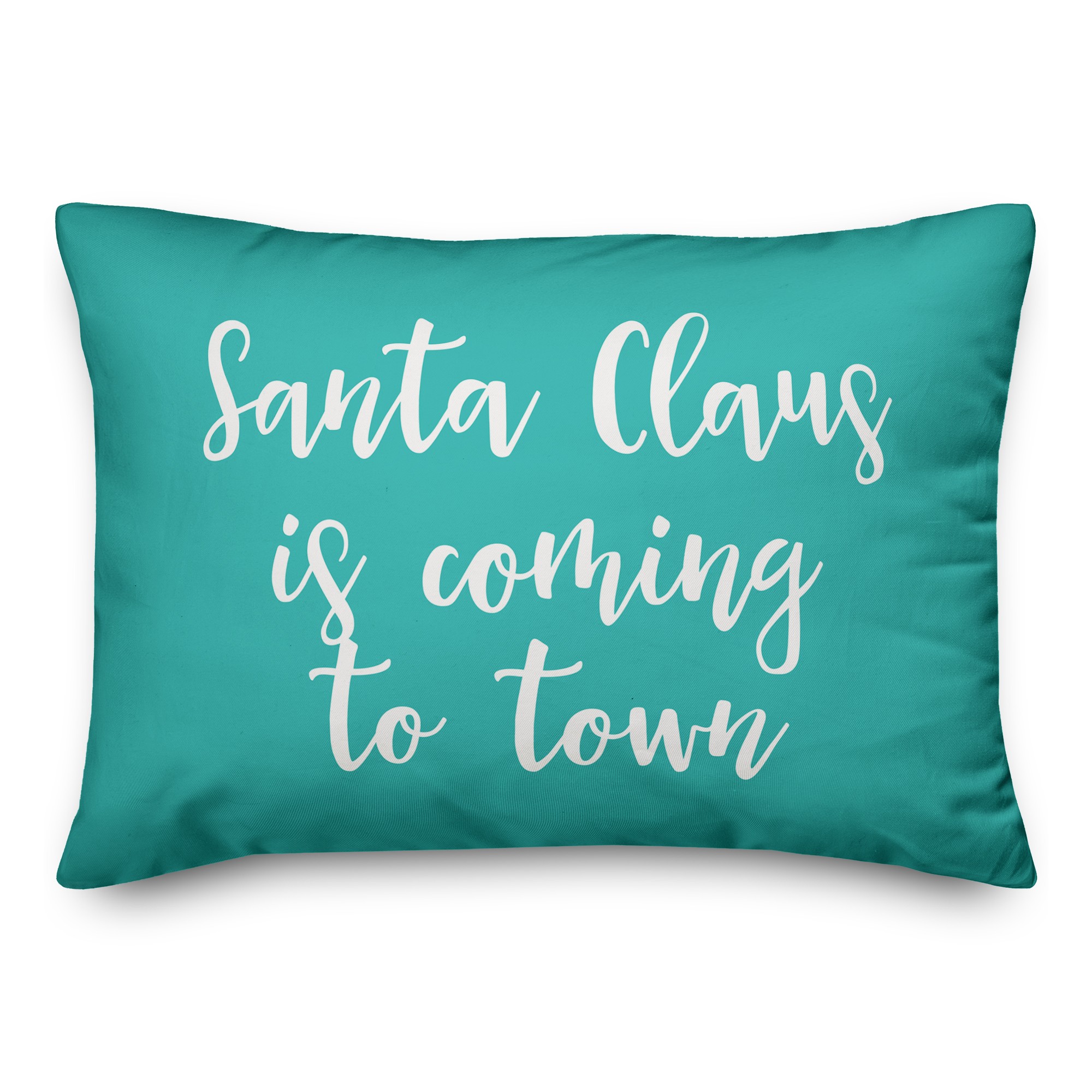 Santa Claus Is Coming To Town in Teal 14x20 Spun Poly Pillow