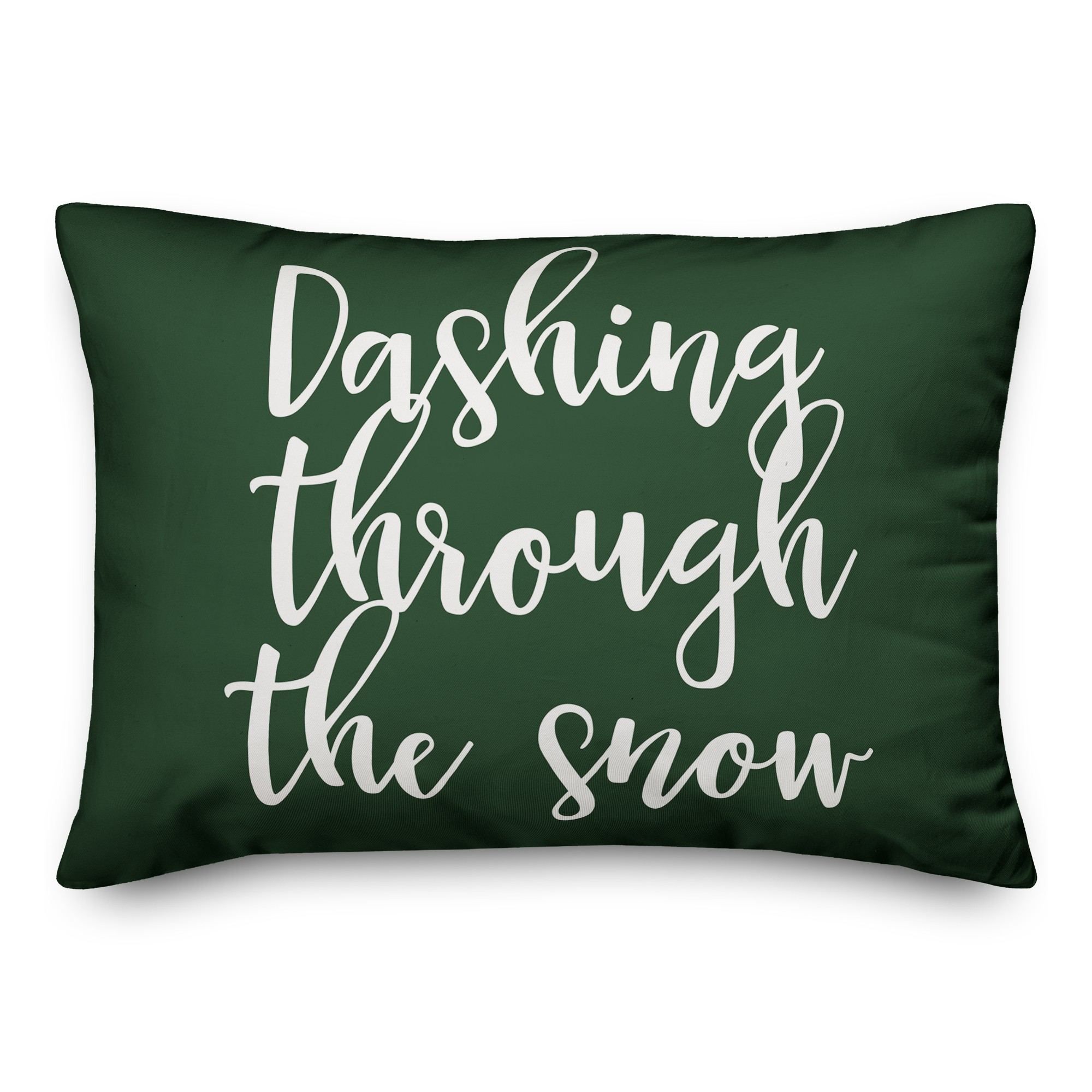 Dashing Through The Snow in Dark Green 14x20 Spun Poly Pillow
