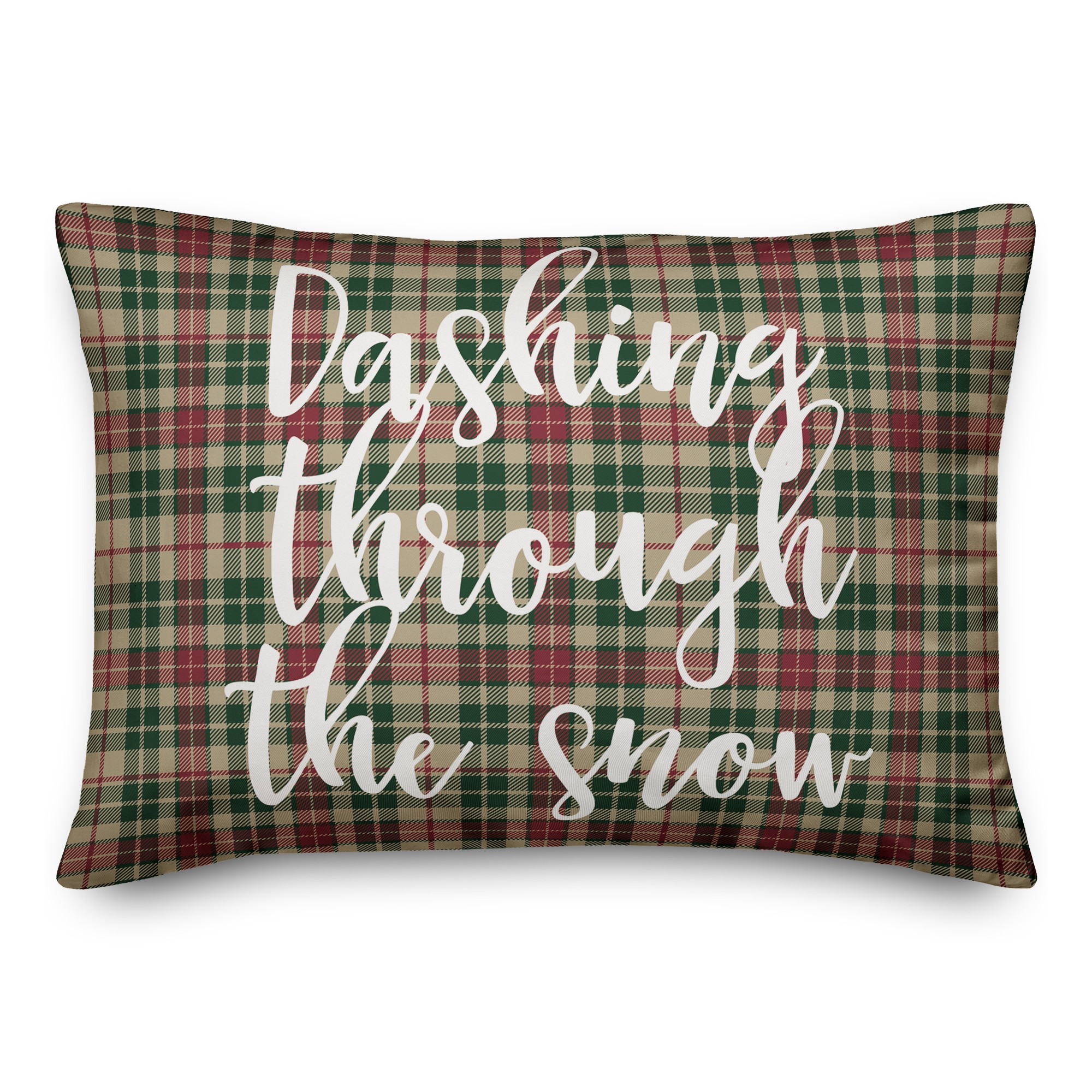 Dashing Through The Snow in Tartan Plaid 14x20 Spun Poly Pillow