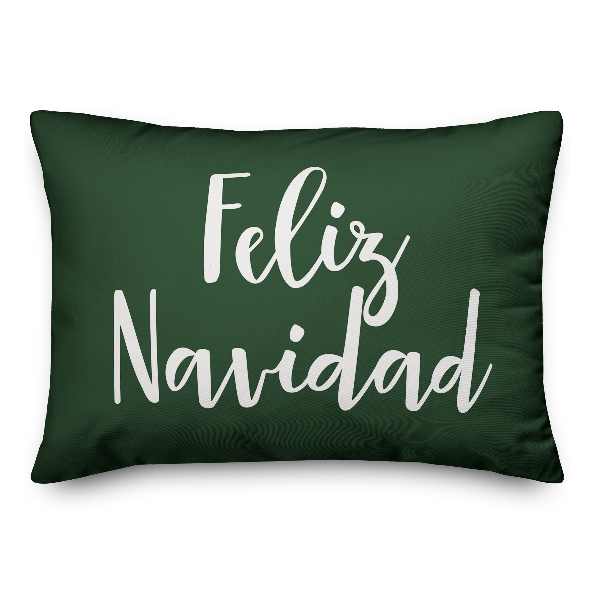 Feliz Navidad in Dark Green 14x20 Spun Poly Pillow