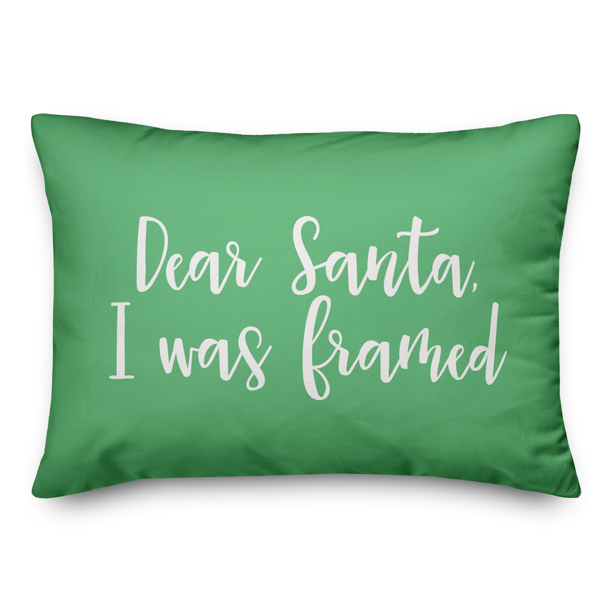 Dear Santa, I Was Framed in Light Green 14x20 Spun Poly Pillow
