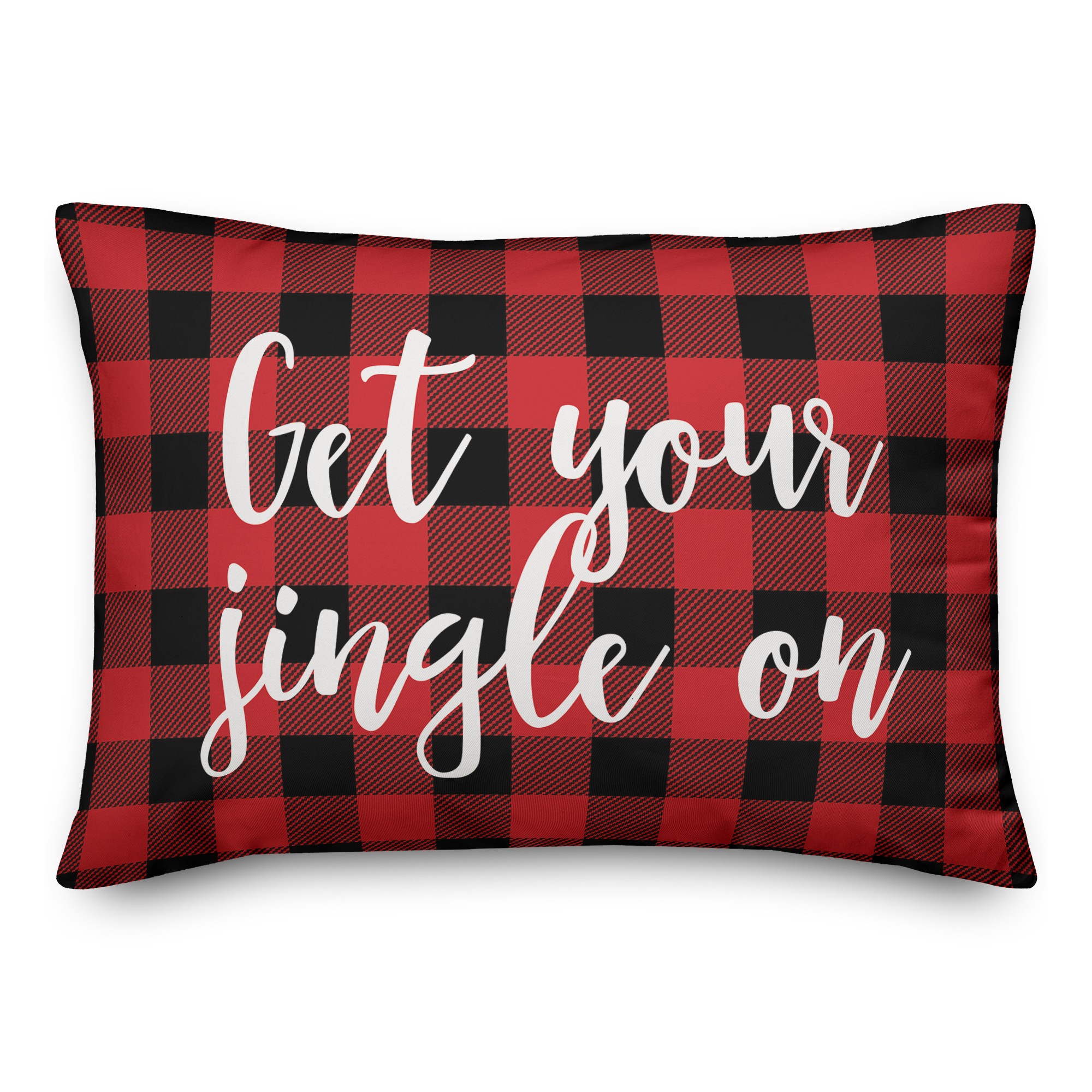 Get Your Jingle On in Buffalo Check Plaid 14x20 Spun Poly Pillow