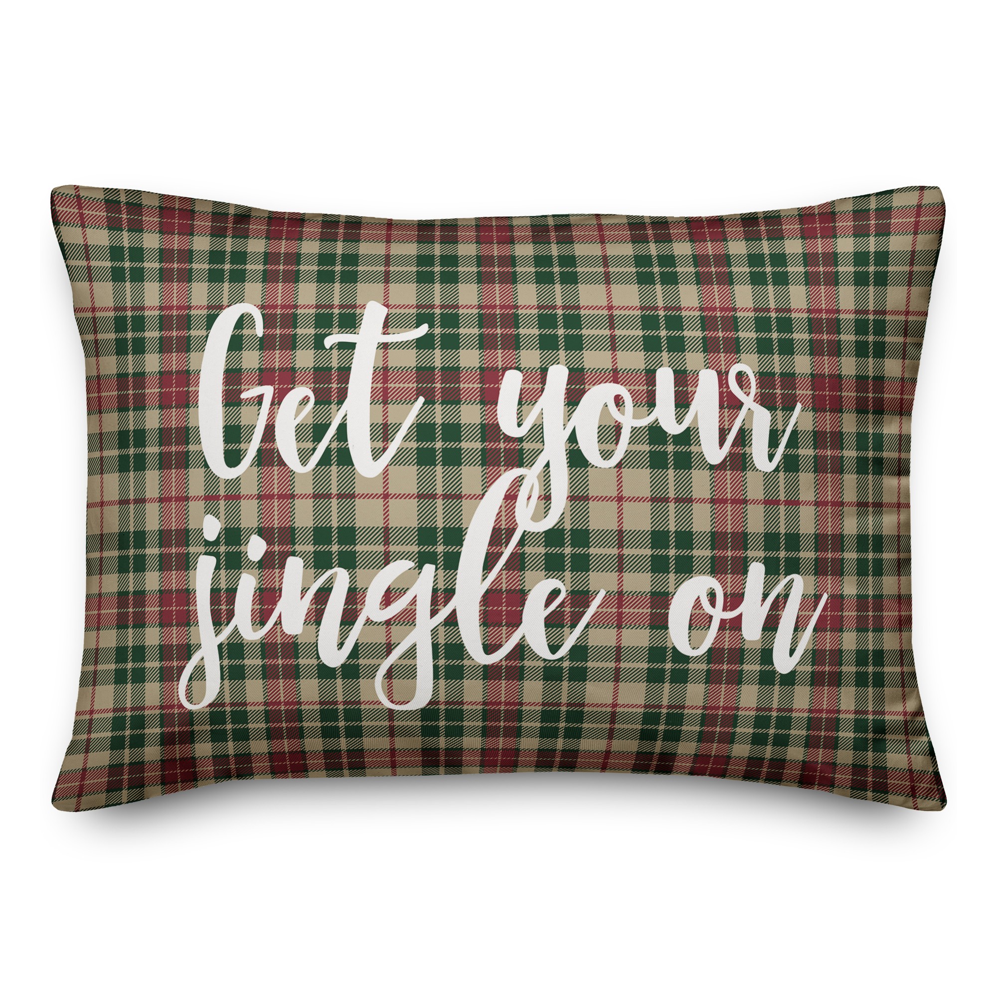 Get Your Jingle On in Tartan Plaid 14x20 Spun Poly Pillow