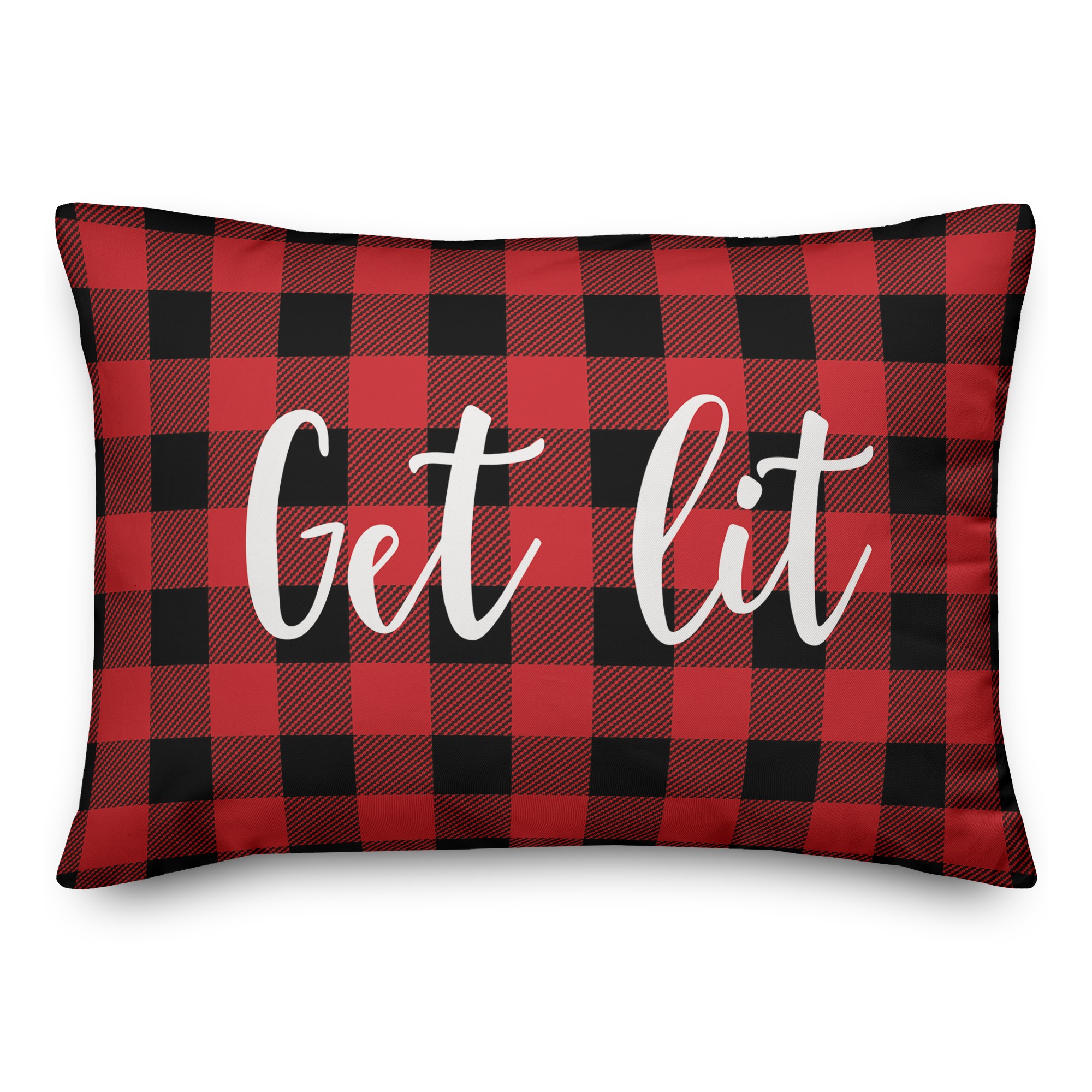 Get Lit in Buffalo Check Plaid 14x20 Spun Poly Pillow