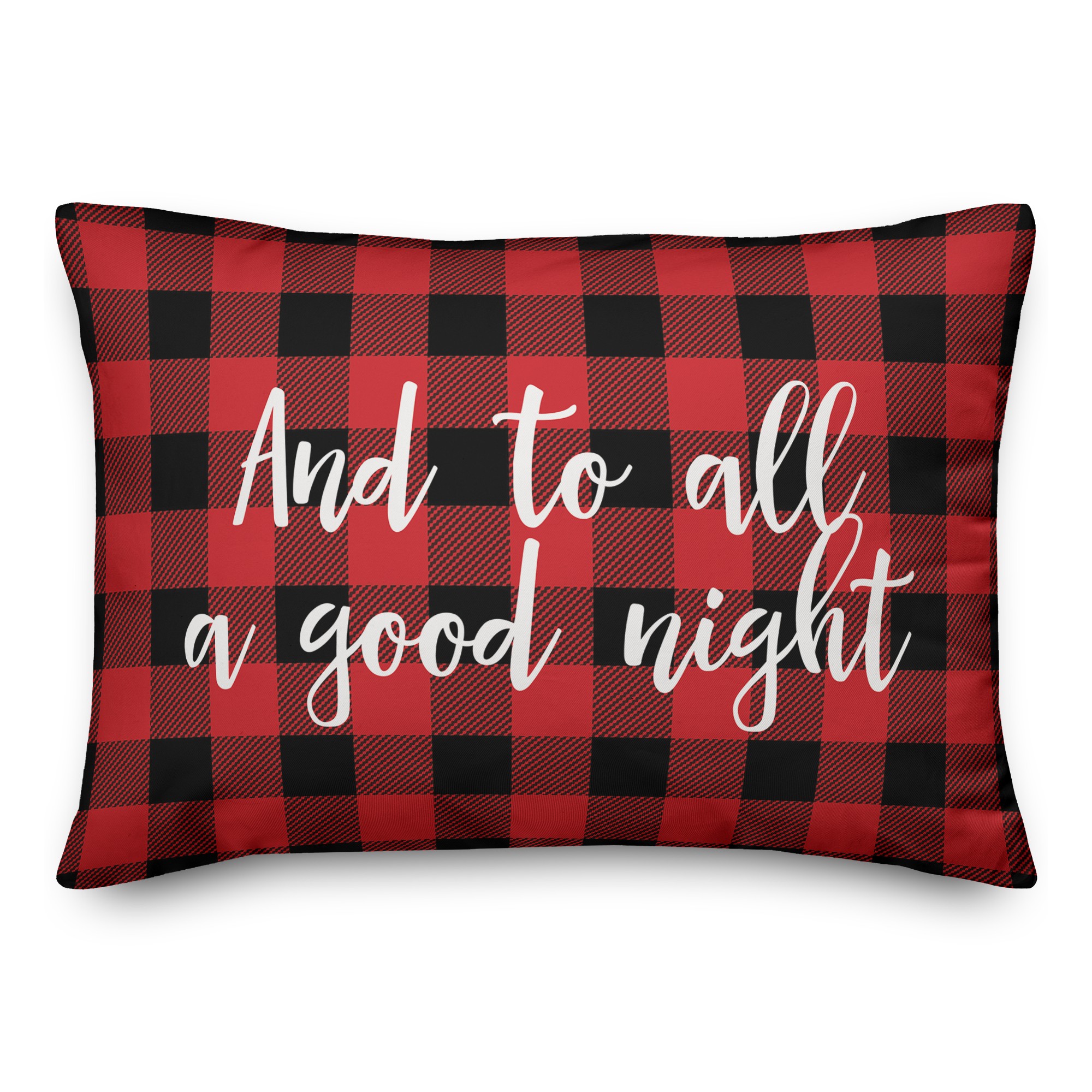 And To All A Good Night in Buffalo Check Plaid 14x20 Spun Poly Pillow
